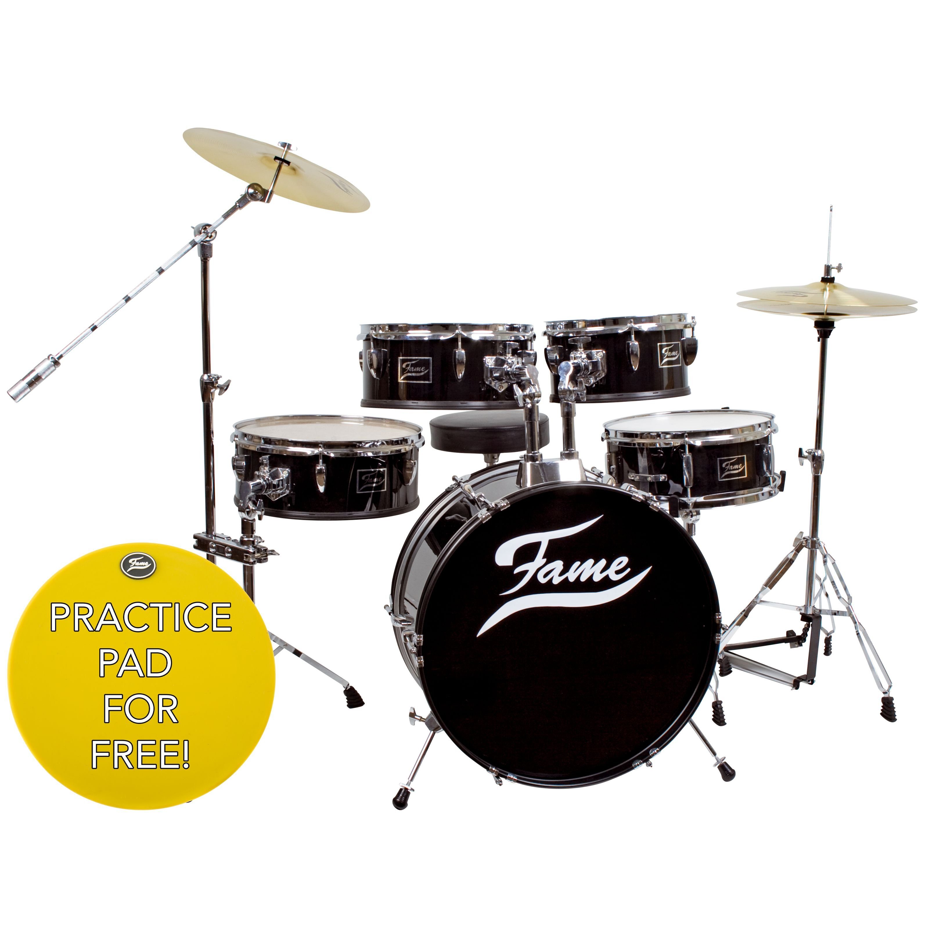 FAME Schlagzeug,Schlagzeug Practice Set Inklusive Cymbals