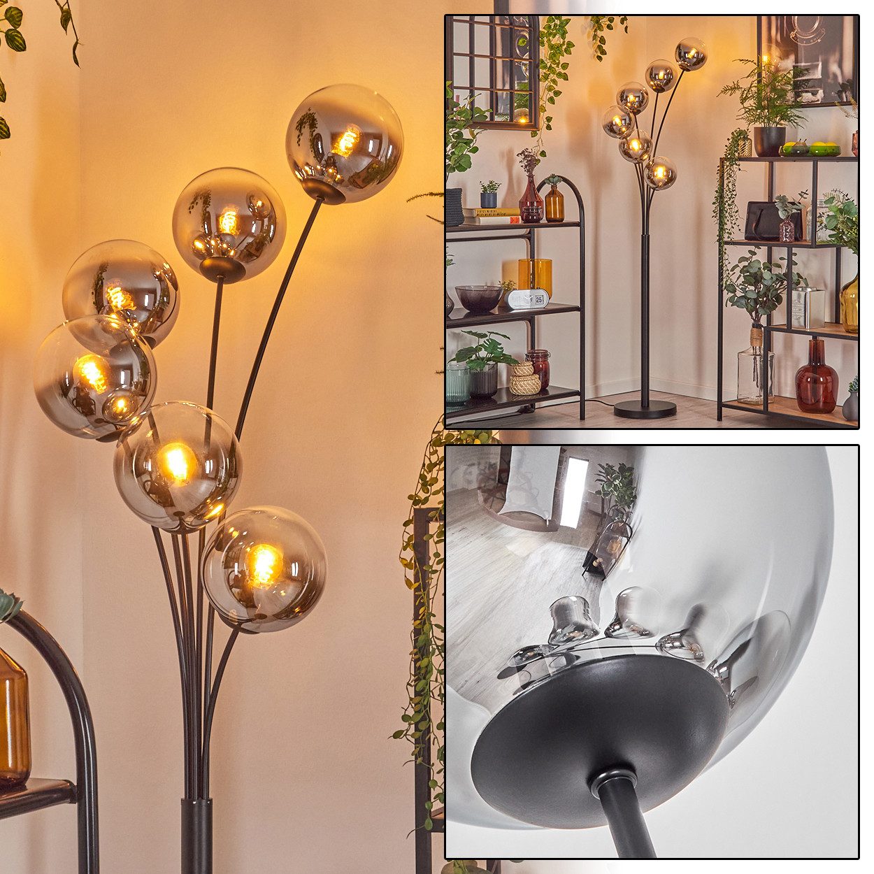 hofstein Stehlampe Stehlampe aus Metall/Glas in