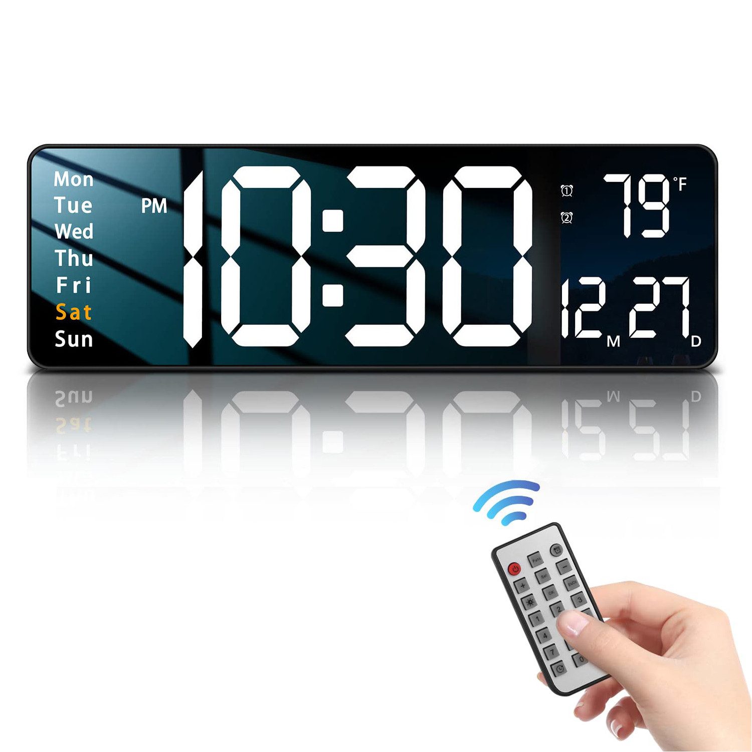 ZEUOPQ Wanduhr 16-Zoll Wanduhr LED-Digitalwecker mit