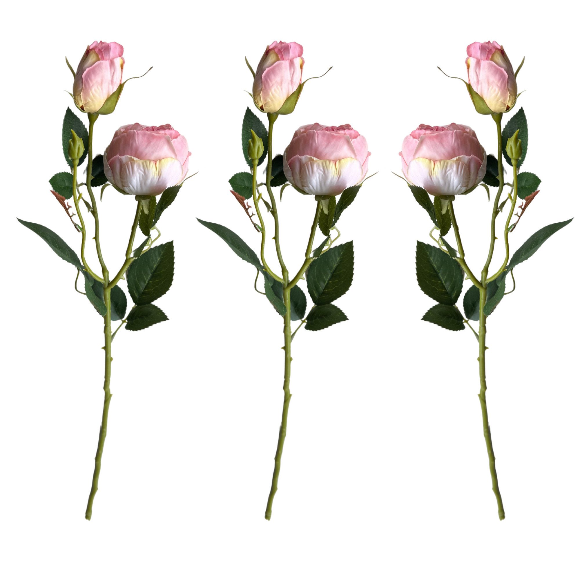 Kunstblumenstrauß Künstliche Rosen 3er Set 55cm.