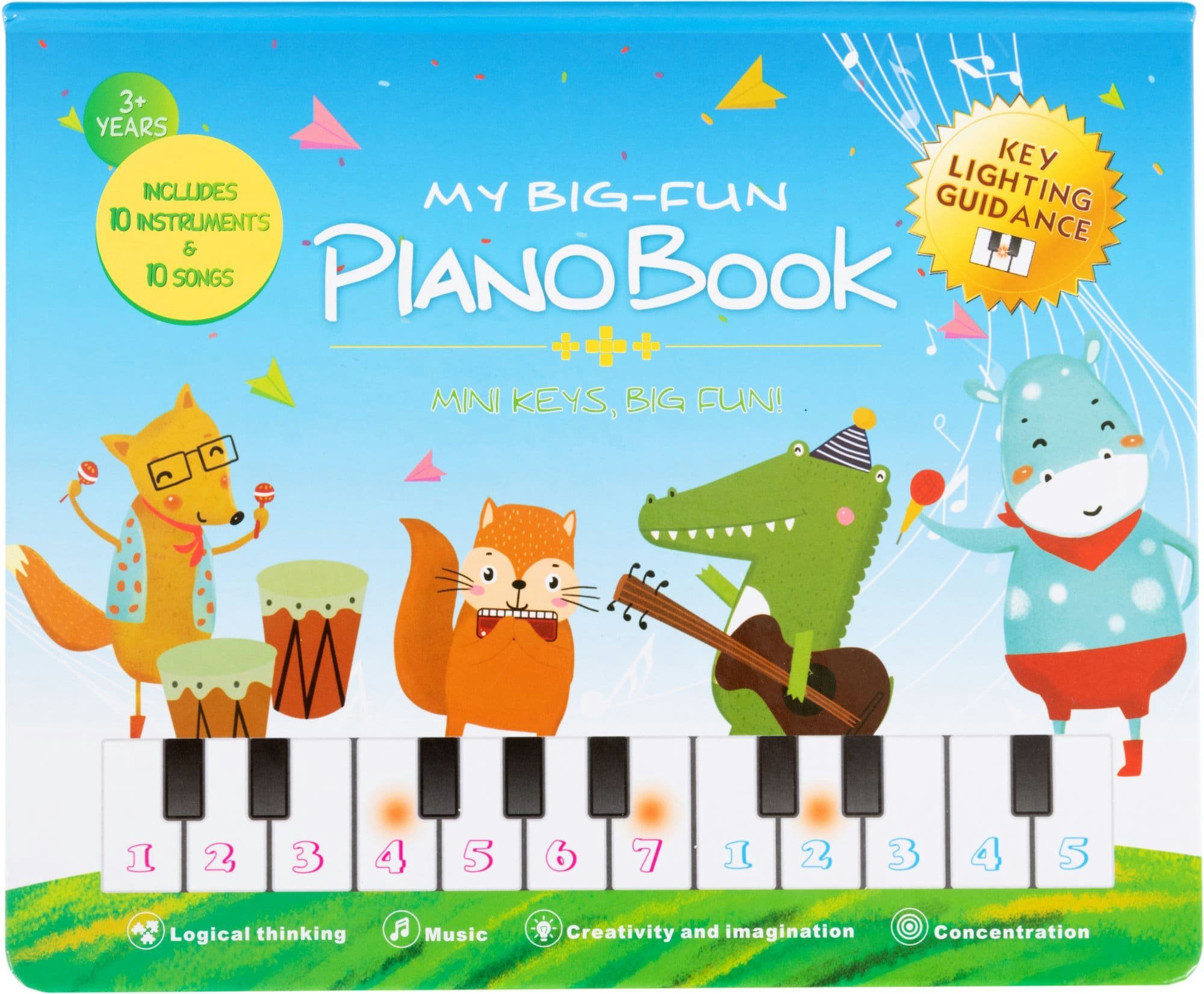 FunKey Spielzeug-Musikinstrument Musikbuch mit Leuchttastenkeyboard, mit