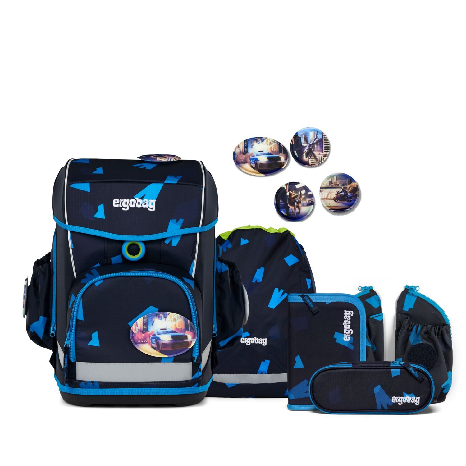 ergobag Schulranzen Schulranzen-Set CUBO LIGHT VerfolgBärjagd