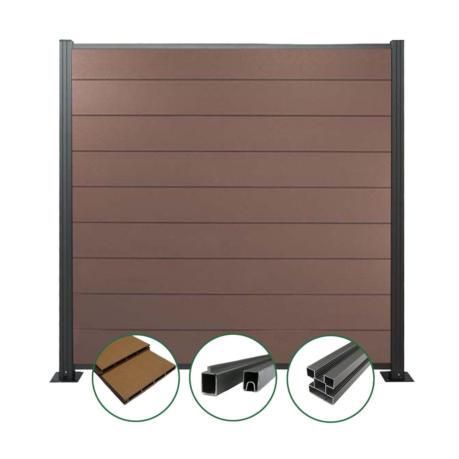 Woodstore24 Zaun WoodoZaun WPC Sichtschutzzaun gebürstete