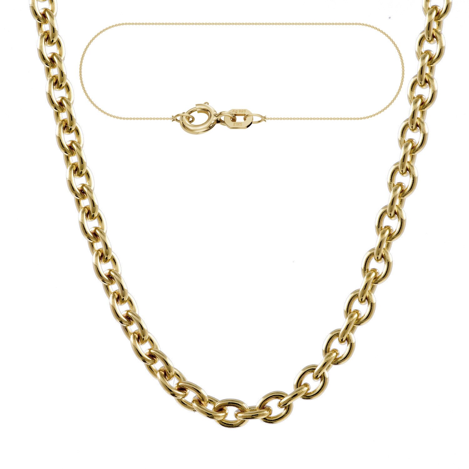 HOPLO Goldkette Vergoldete Ankerkette Halskette 1,5