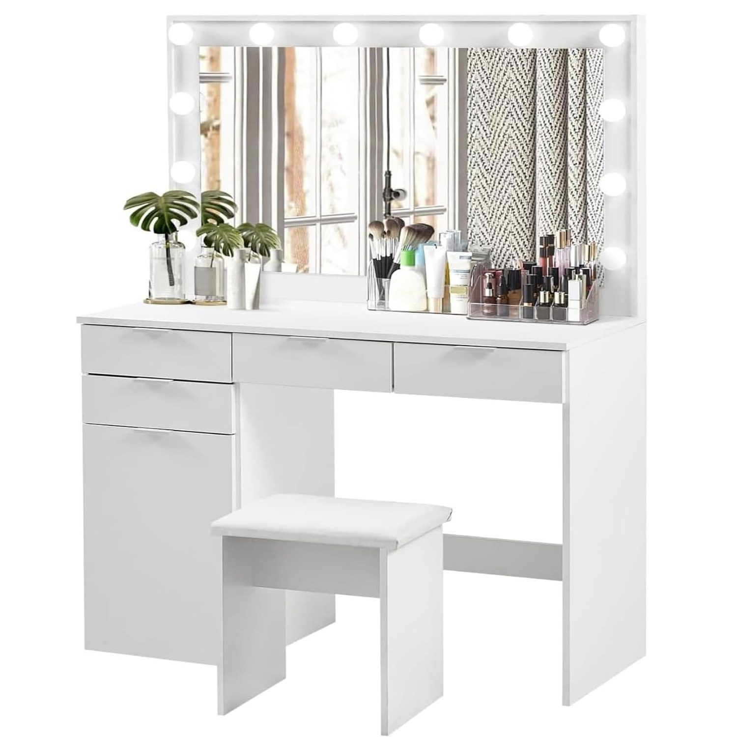 LOVONLIVE Schminktisch Schminktisch-Set mit Stuhl,Kosmetikschrank,mit USB-Anschluss