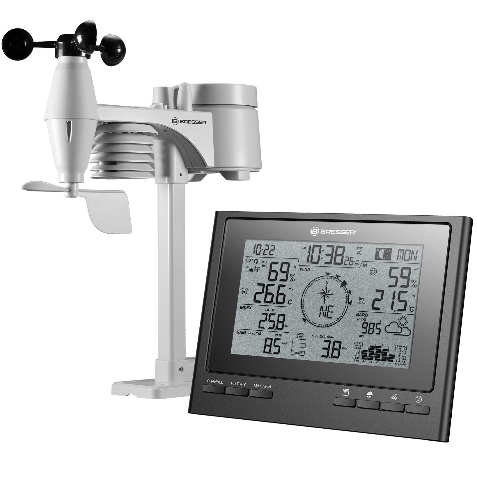 BRESSER 7-in-1 Exclusive ClimateScout Funk-Wetter Center