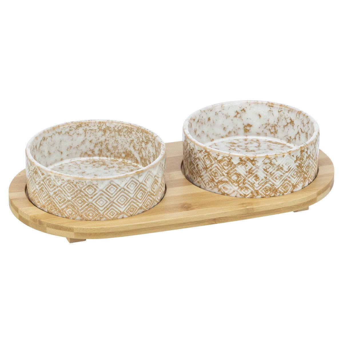 TRIXIE Napf-Set Napf-Set, Keramik/Bambus weiß/natur