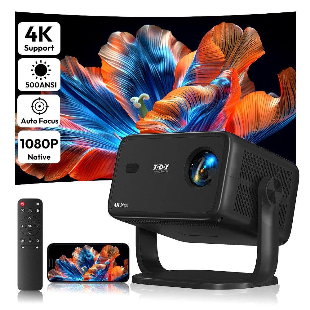 XGODY Autofokus Android-Projektor, Native 1080P, 4K-Dekodierung,