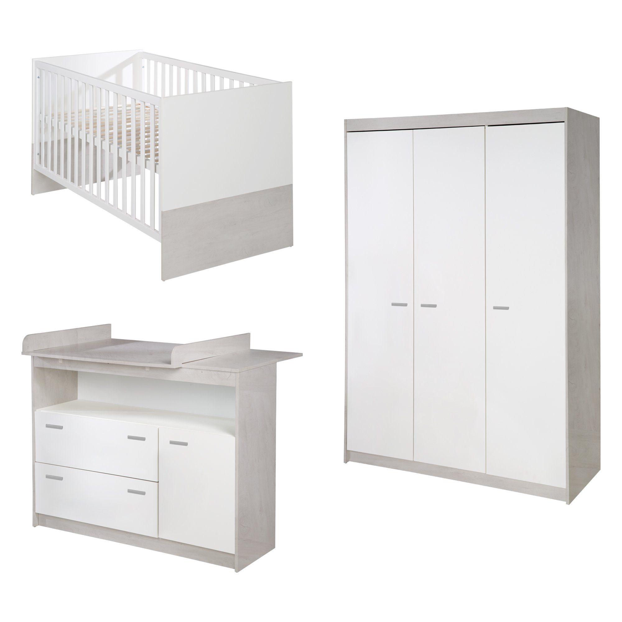roba® Babyzimmer-Komplettset Julia, Gitterbett, Wickelkommode &