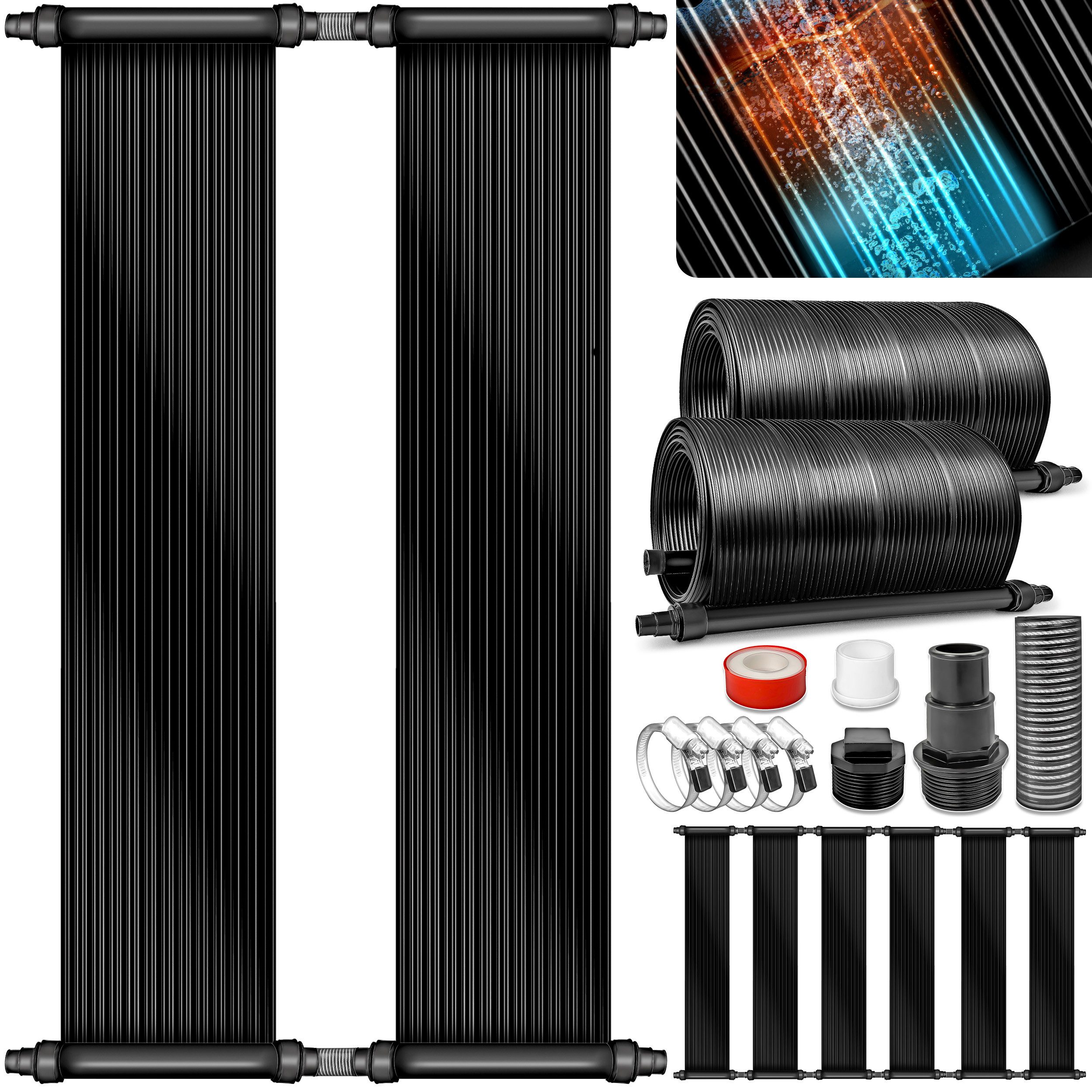 tillvex Pool-Wärmepumpe, Pool Solarkollektor Set, Solarheizung