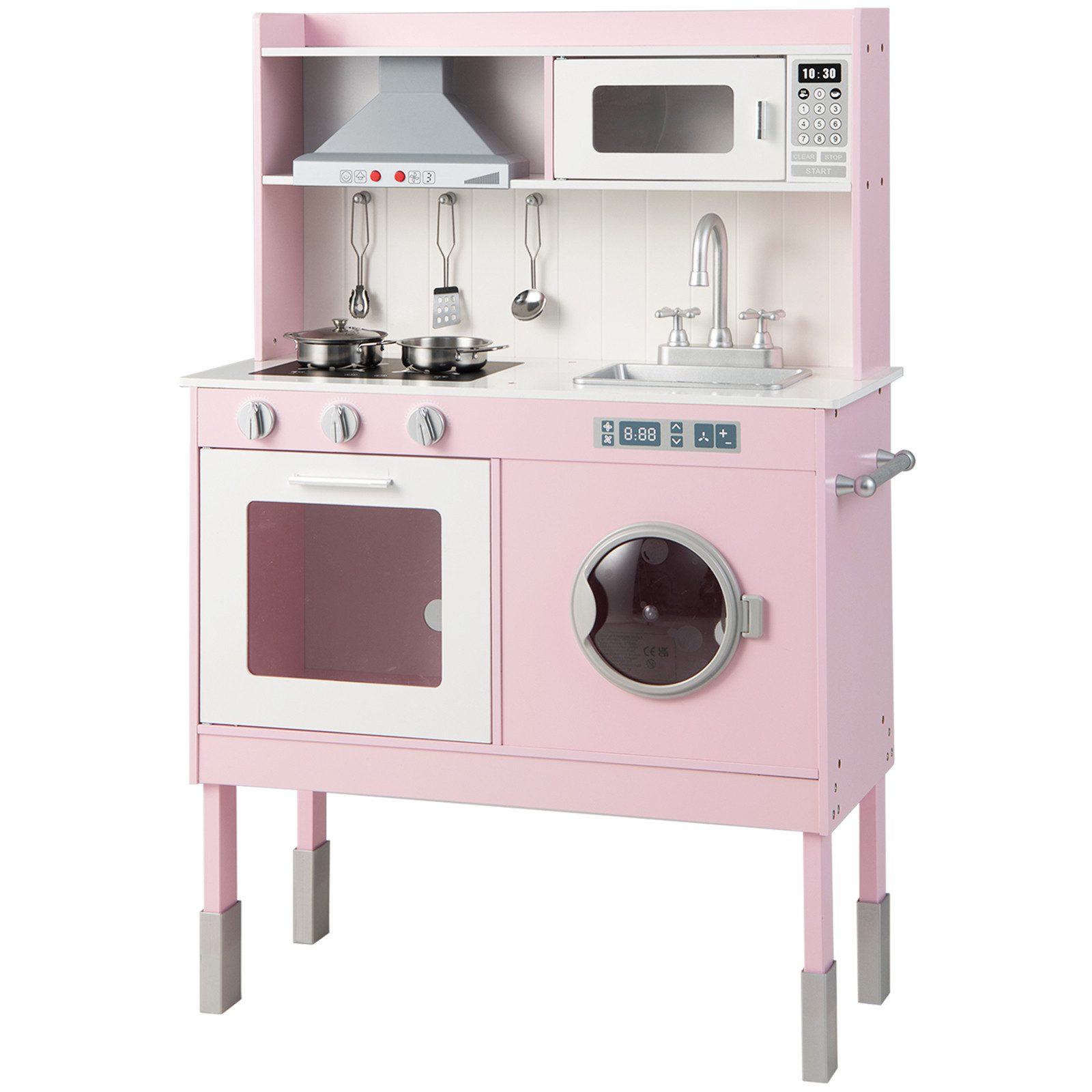COSTWAY Spielküche Kinderküche Holz, Holz, 3