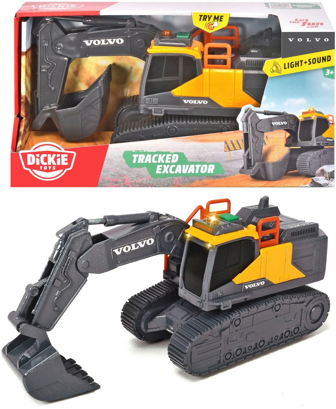 Dickie Toys Spielzeug-Bagger Volvo Tracked Excavator,