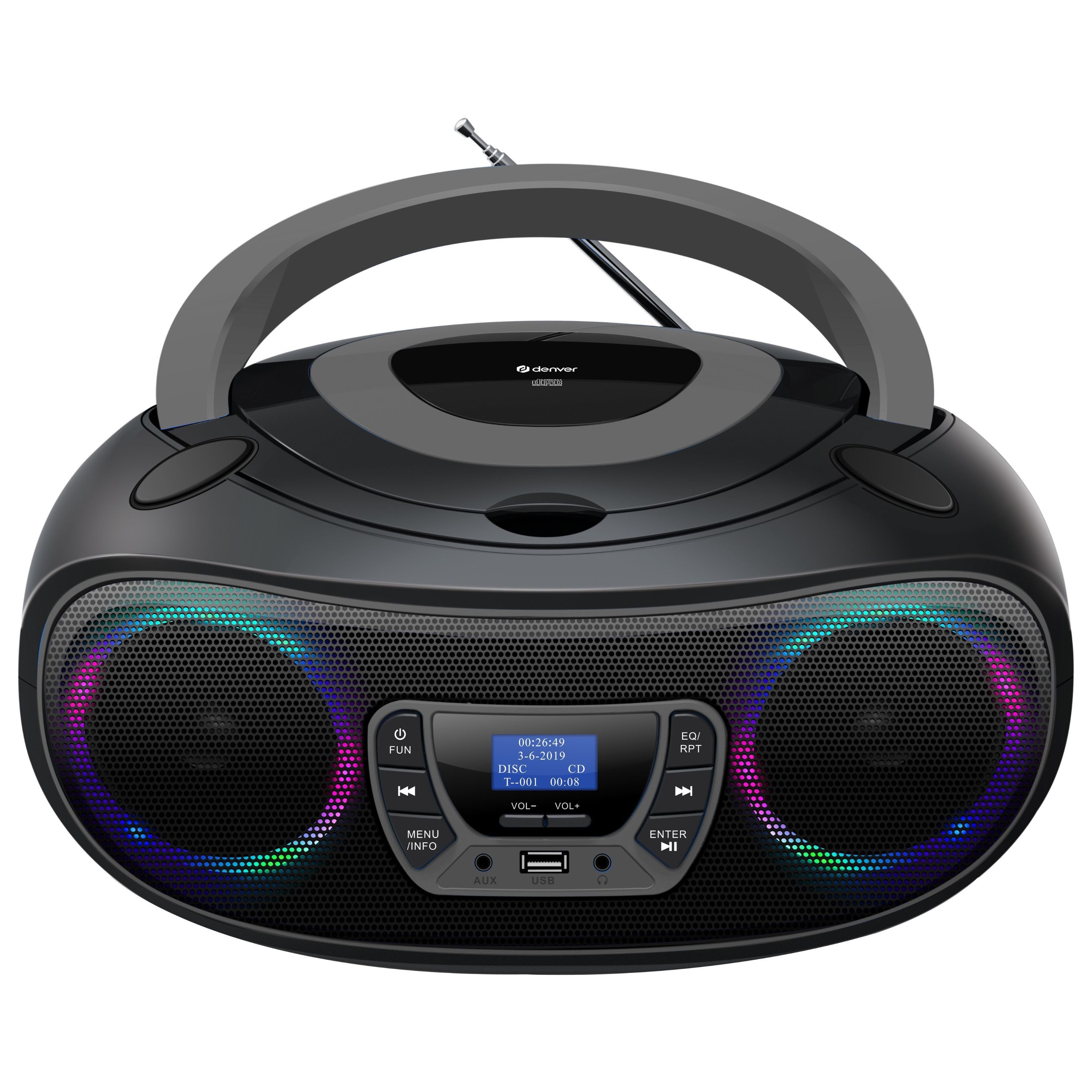 Denver TDB-212GR CD-Player (Retro-Design, Bluetooth, CD-Player,