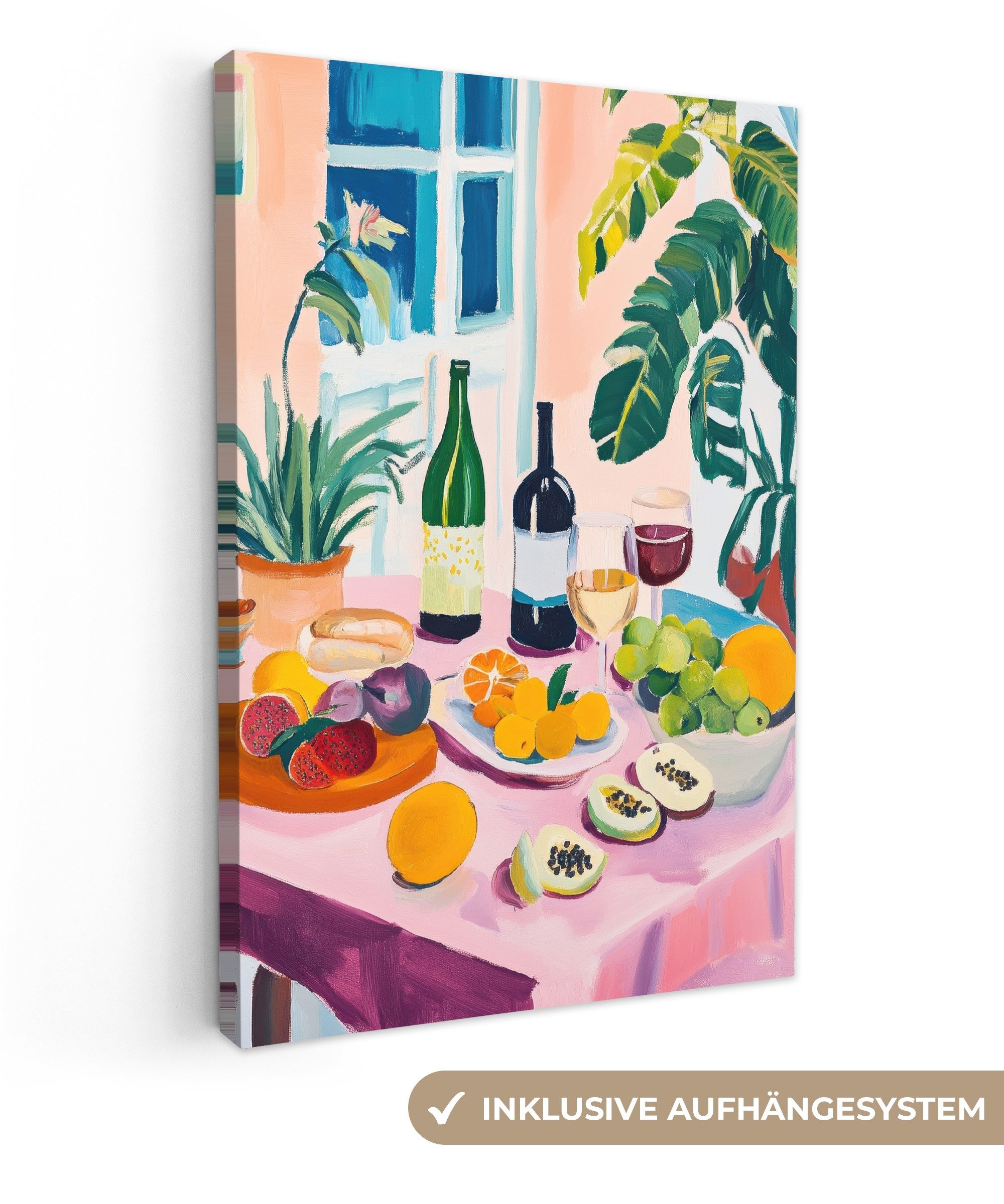 OneMillionCanvasses® Leinwandbild Tisch - Wein -