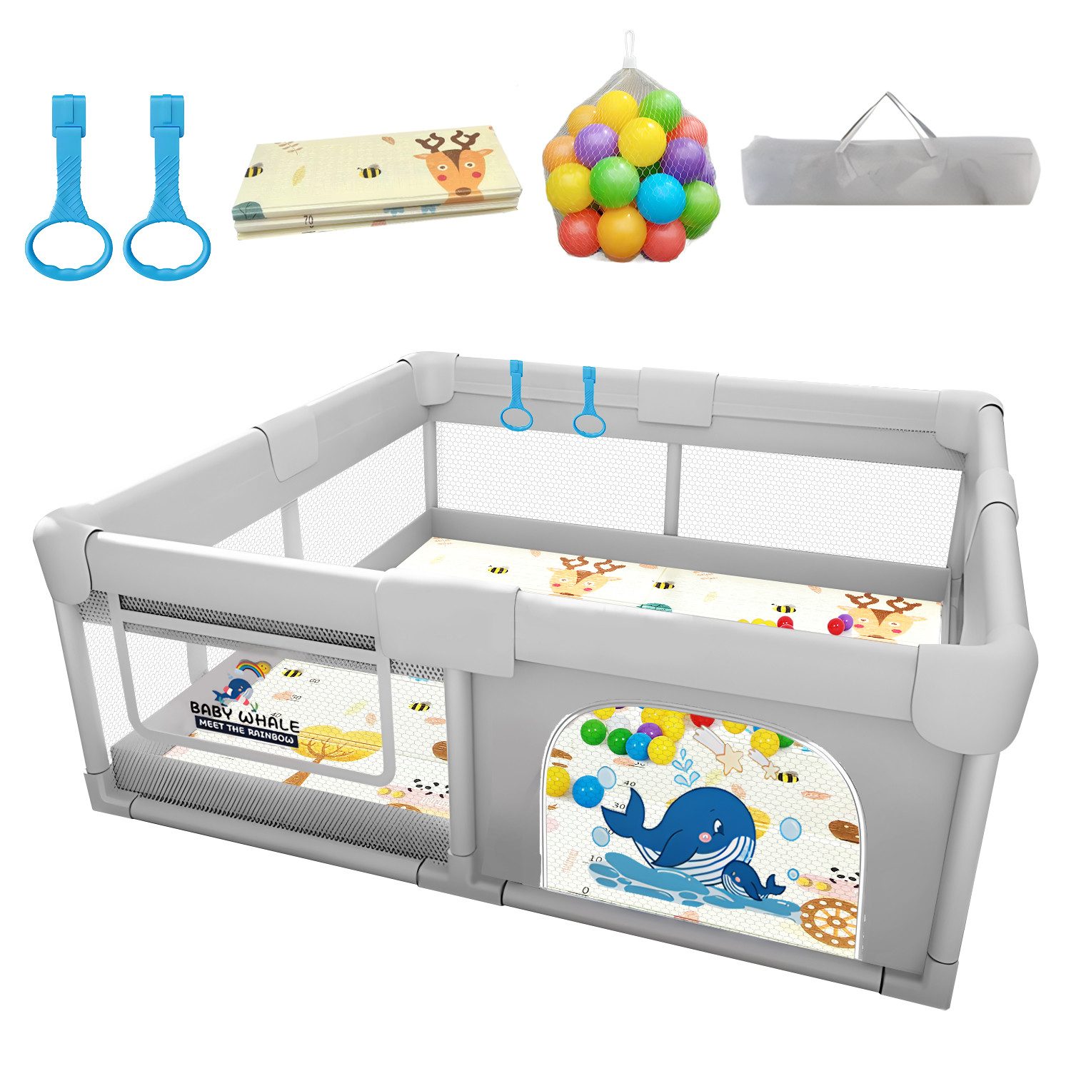 DAKYAM Laufgitter Faltbar Oxford-Stoff Baby Laufstall,