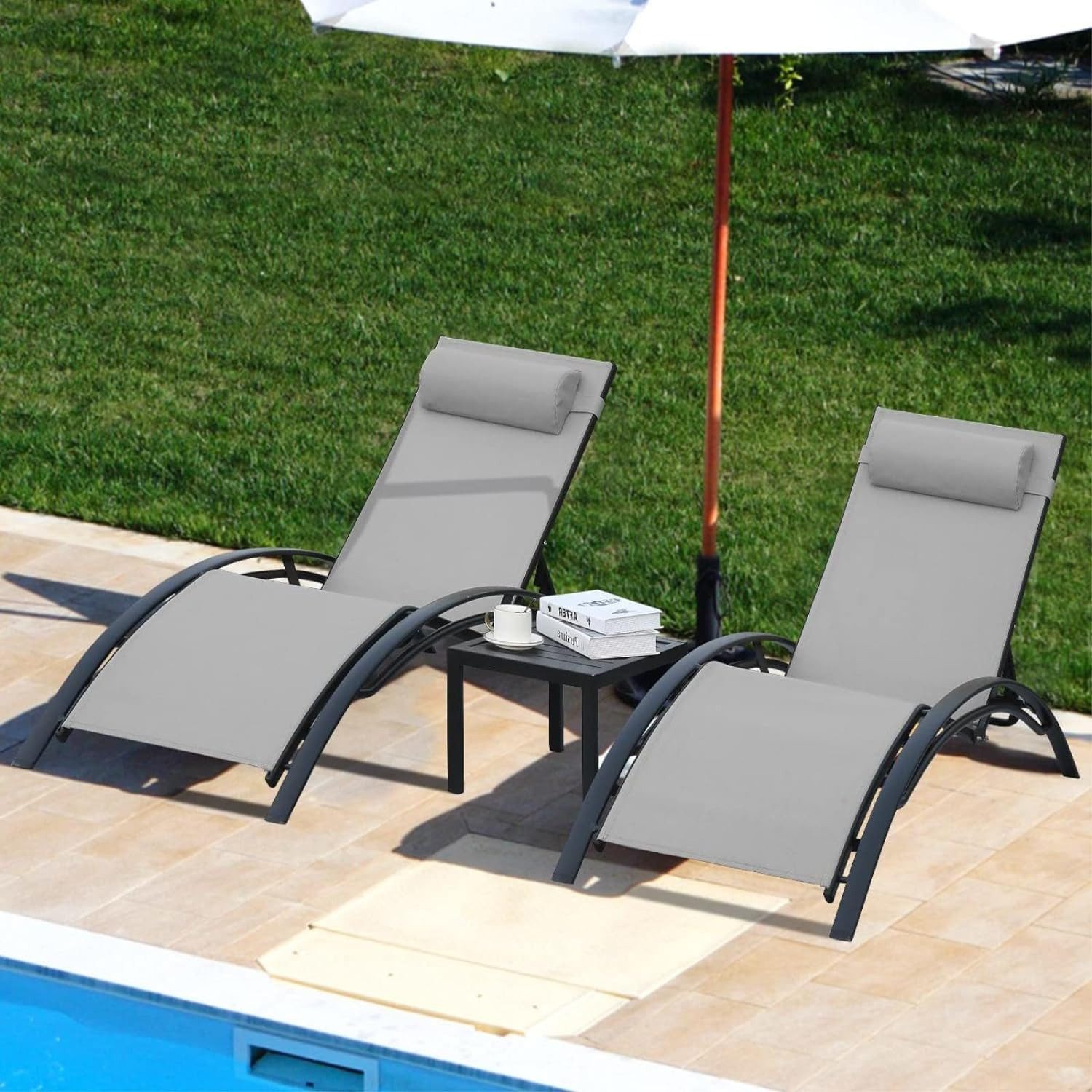 TLGREEN Gartenliege 2er Aluminium Sonnenlieg mit