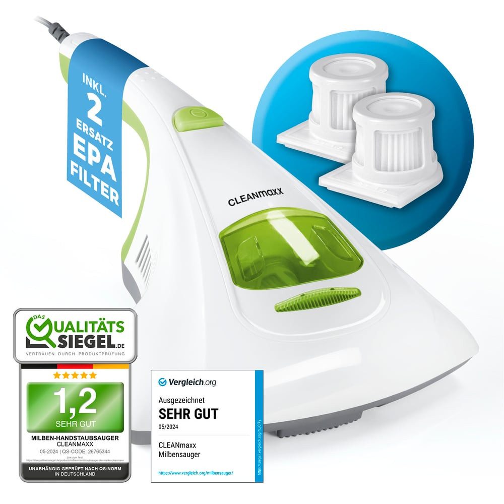 CLEANmaxx Matratzenreinigungsgerät Milben-Handstaubsauger mit UV-C-Licht 300W,