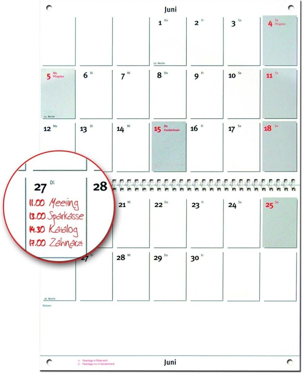 GÜSS Kalender Schreibtischkalender Monatsübersicht 30x20cm Kalendarium