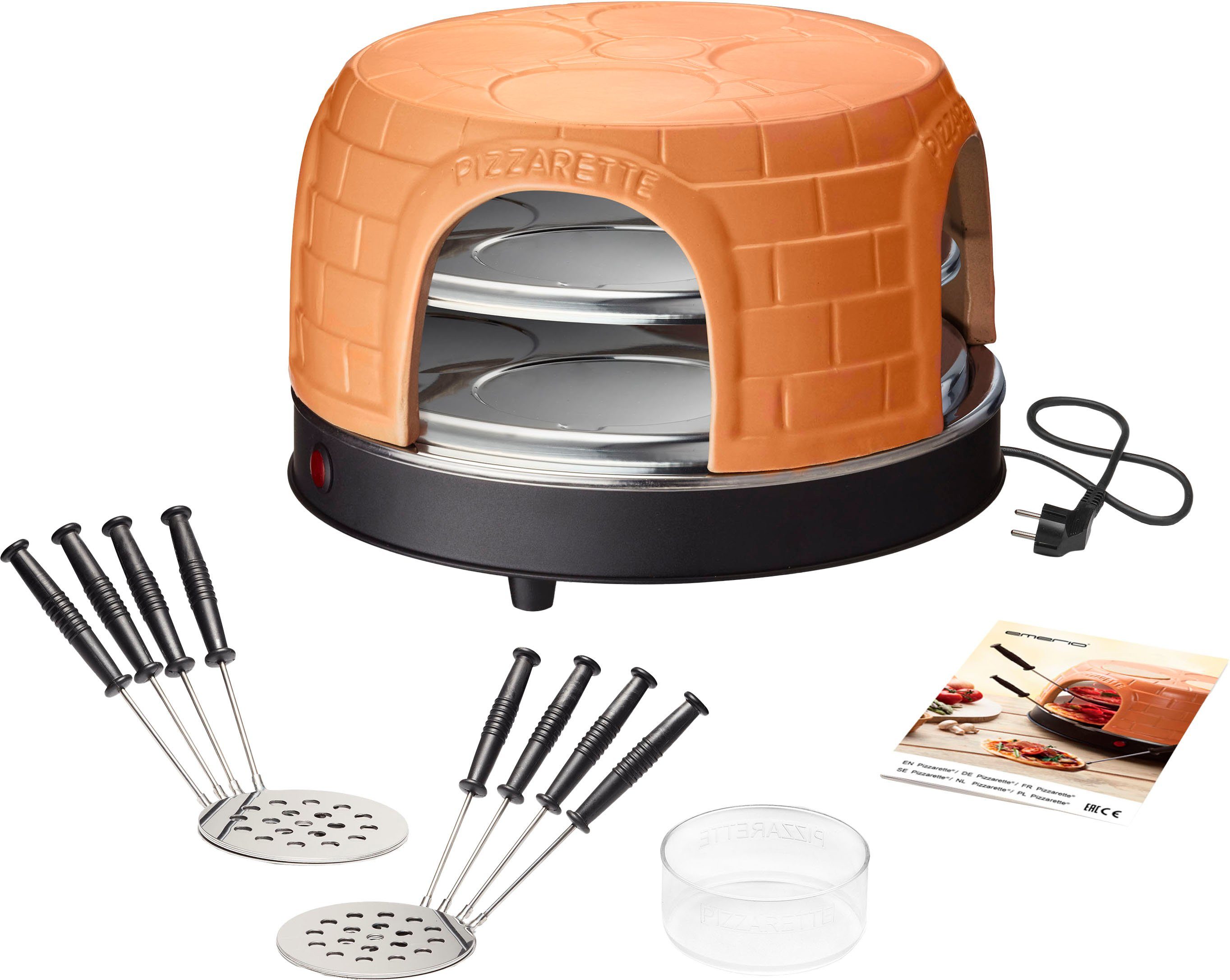 Emerio Pizzaofen PO-116124.1, Mini-Pizzaofen mit 3