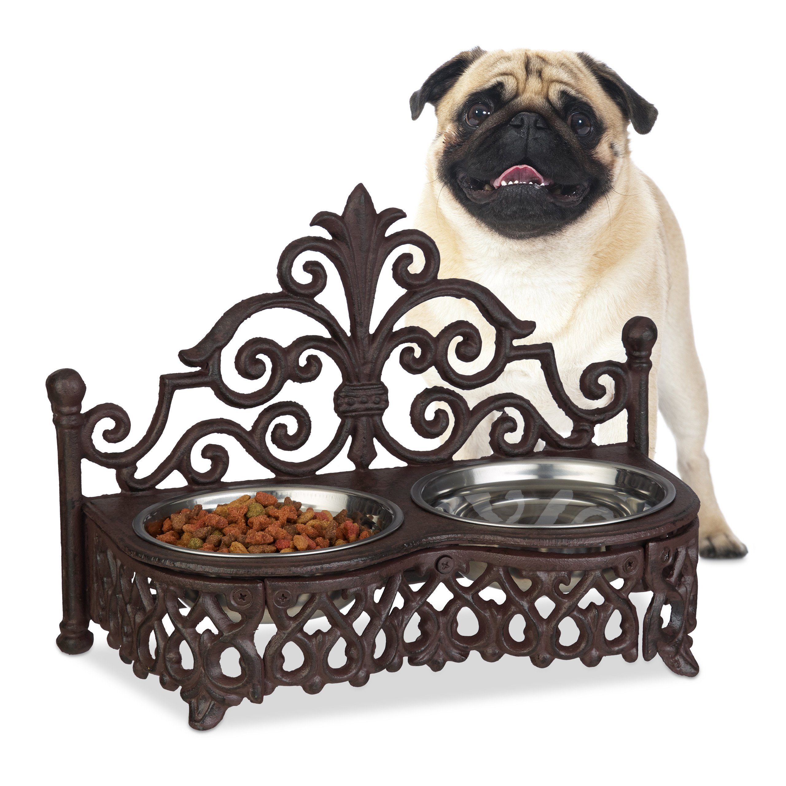 relaxdays Napf-Set Futterbar Hunde Antik-Stil