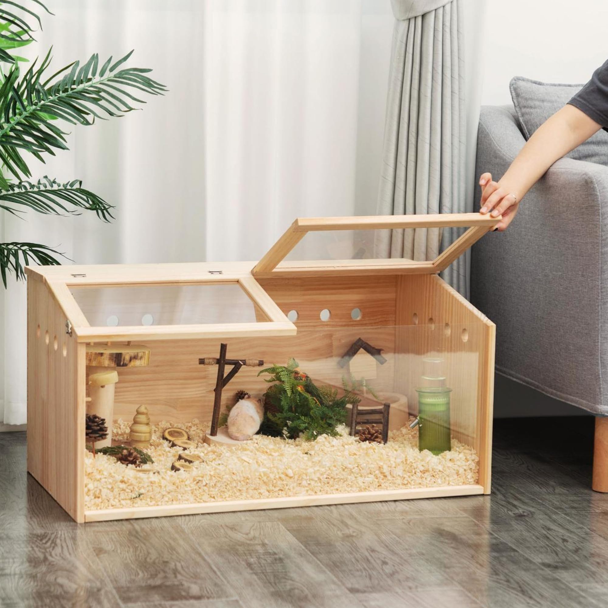 FURPAL Kleintierkäfig mit klappbarem Deckel, Indoor