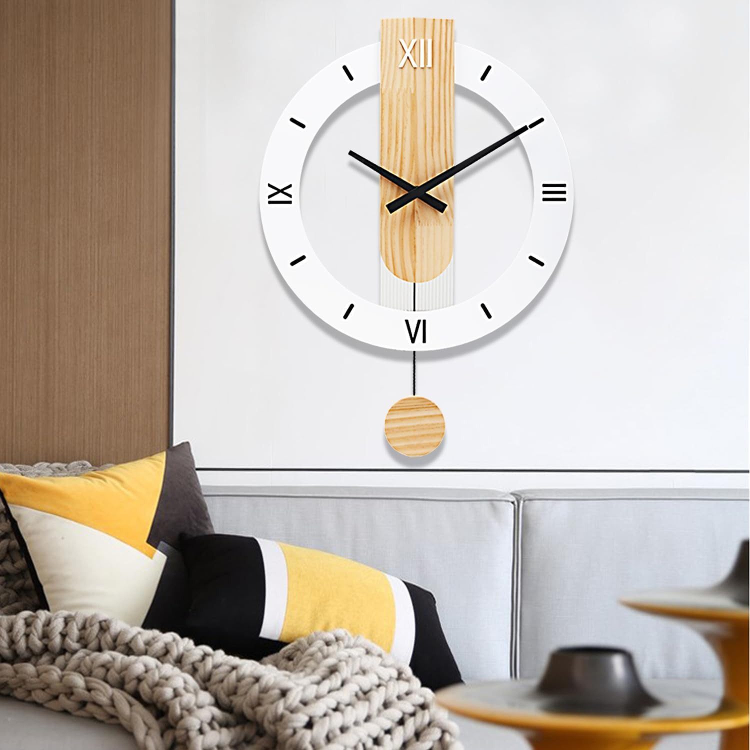 RWEUOQ Wanduhr Wanduhr Holz mit Pendel,