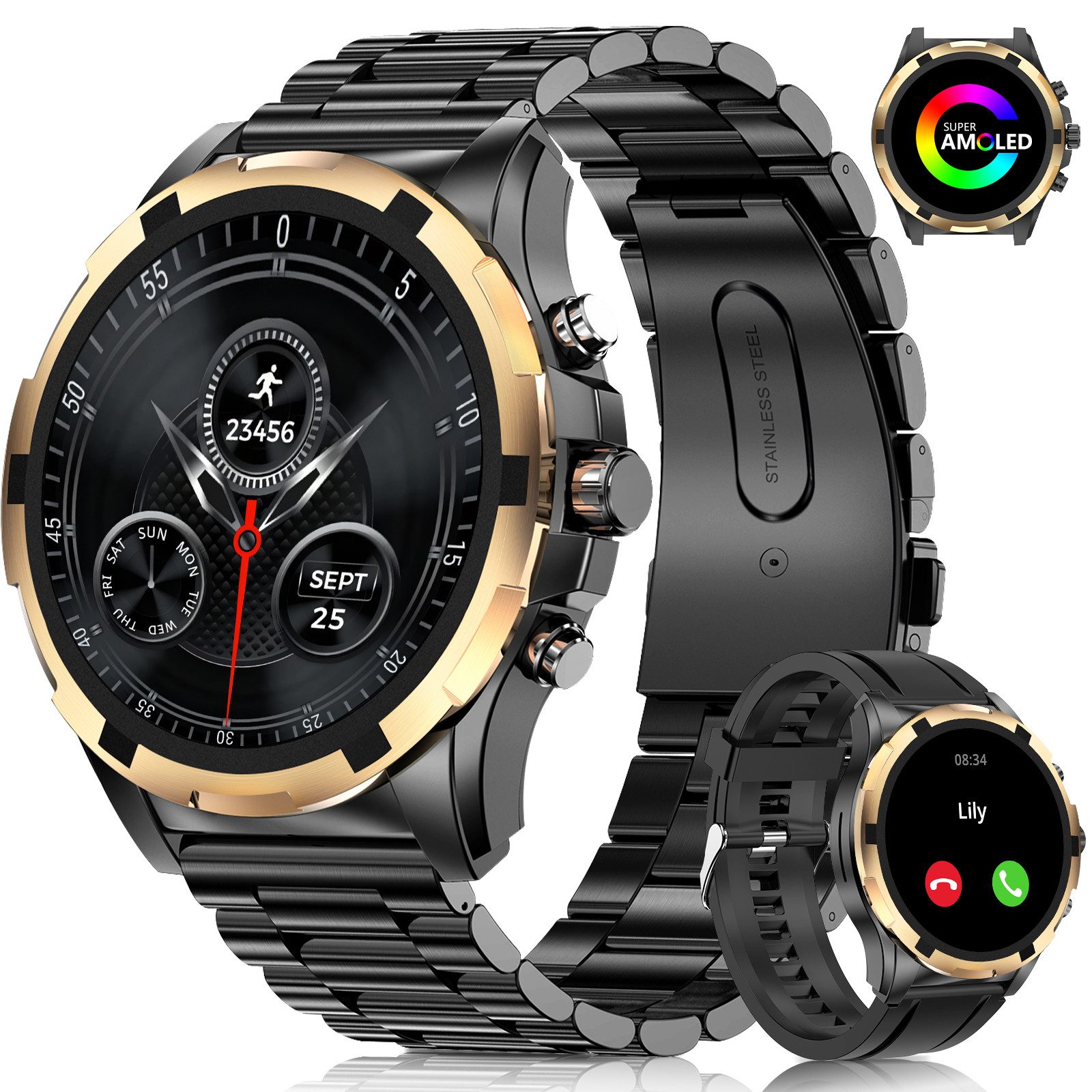 Rayofi Smartwatch Herren mit Telefonfunktion Smartwatch