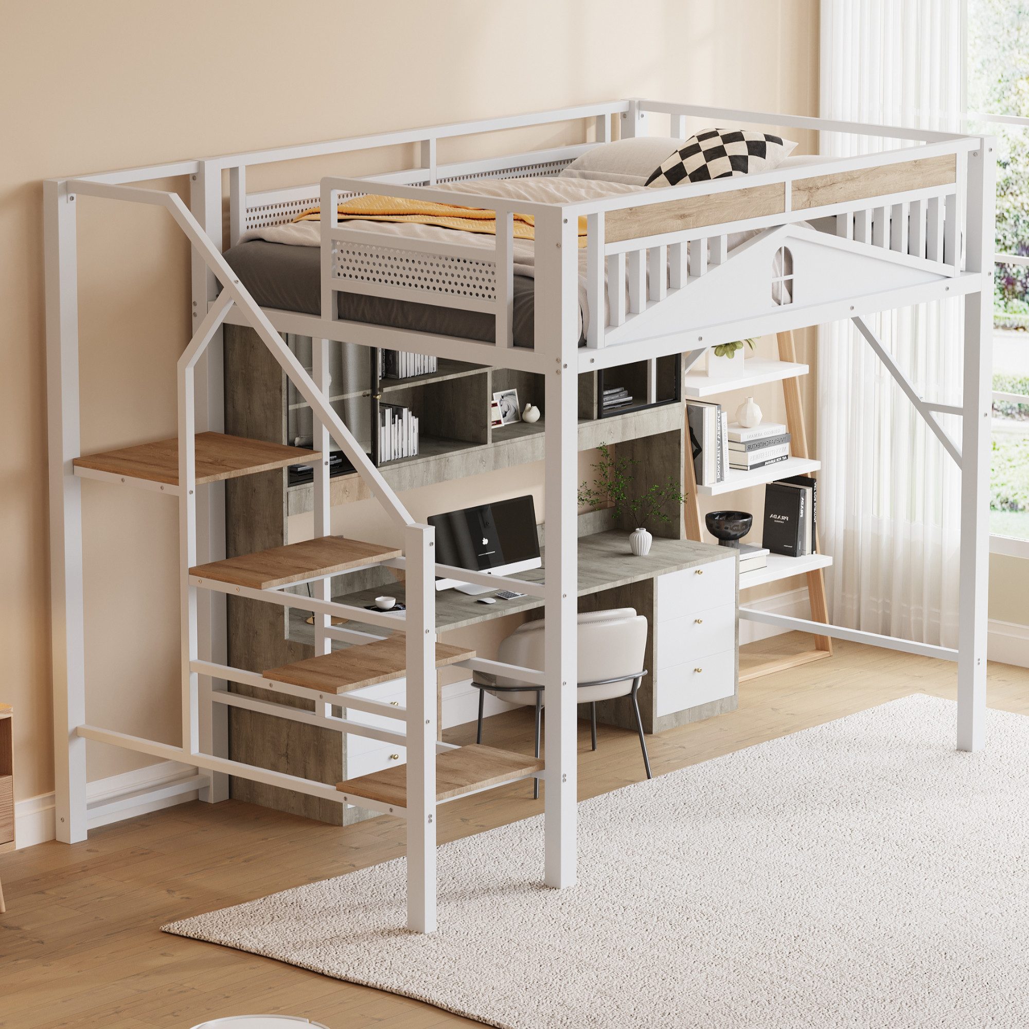 KLAM HOME Hochbett Metall-Hochbett 90 x