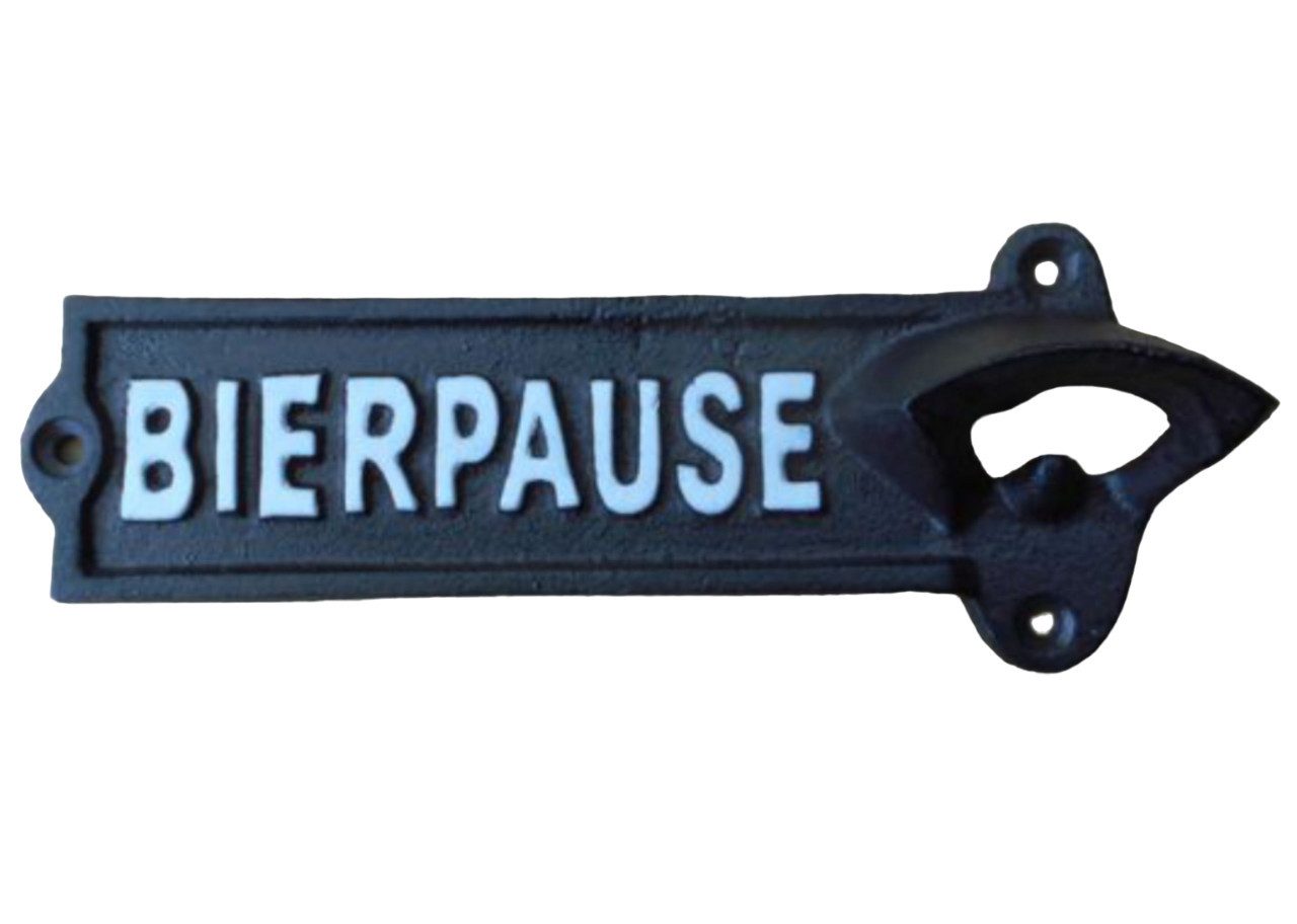 Deko-Impression Flaschenöffner Wandflaschenöffner Kapselheber BIERPAUSE Gusseisen