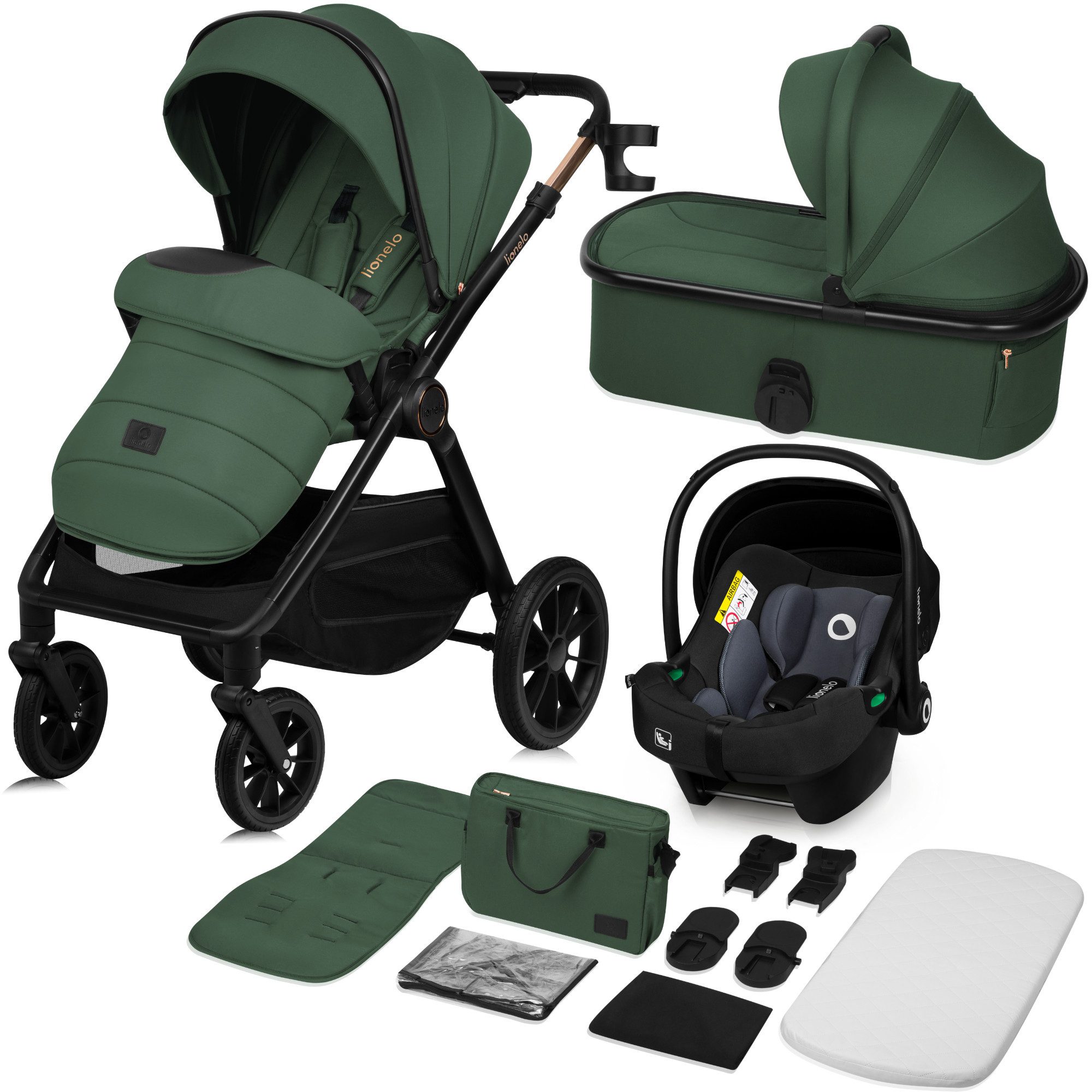 lionelo Kombi-Kinderwagen LAYLA 3IN1, (Set), 3D-Panoramabelüftung/
