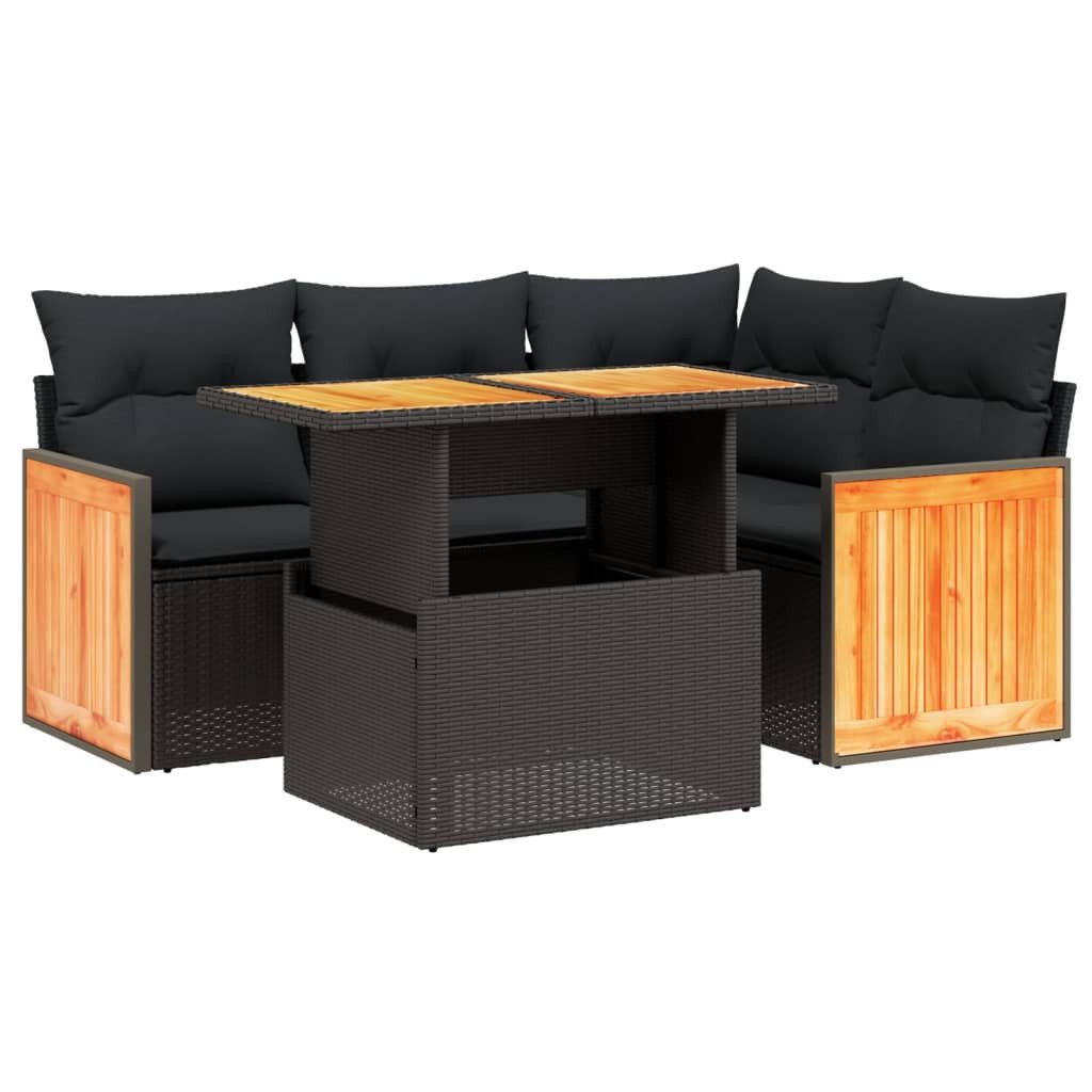vidaXL Gartenlounge-Set 5-tlg. Garten-Sofagarnitur mit Kissen