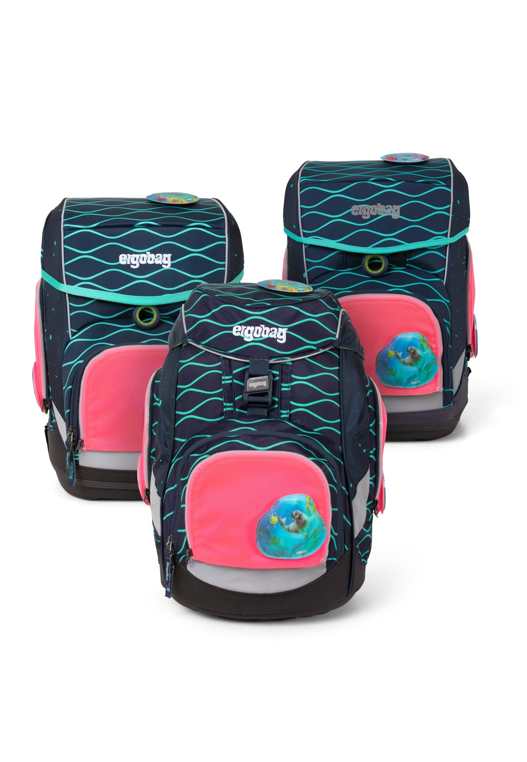 ergobag Schulranzen Fluo Zip Set (3-tlg)