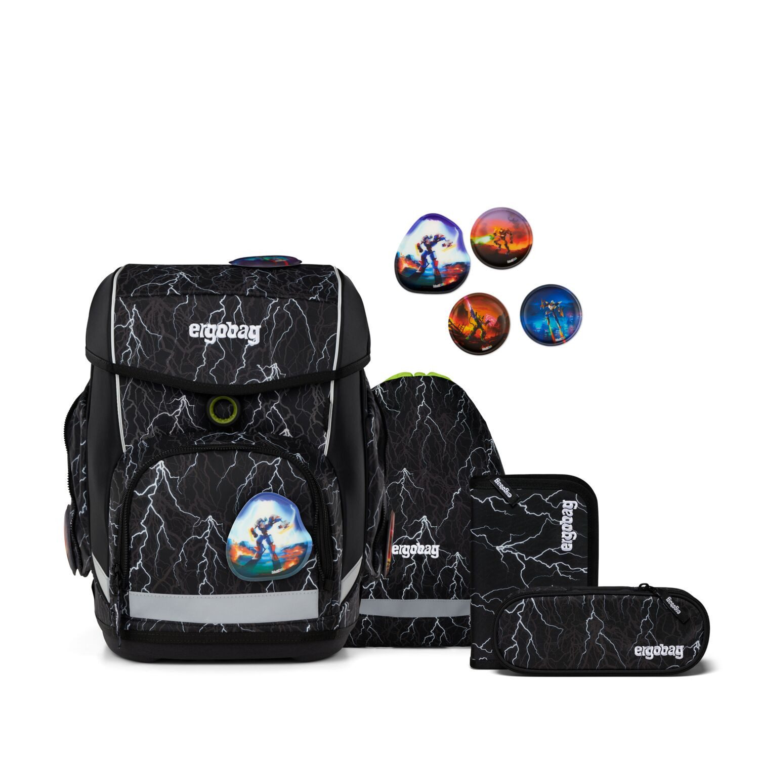 ergobag Schulranzen Schulranzen-Set CUBO Super ReflektBär
