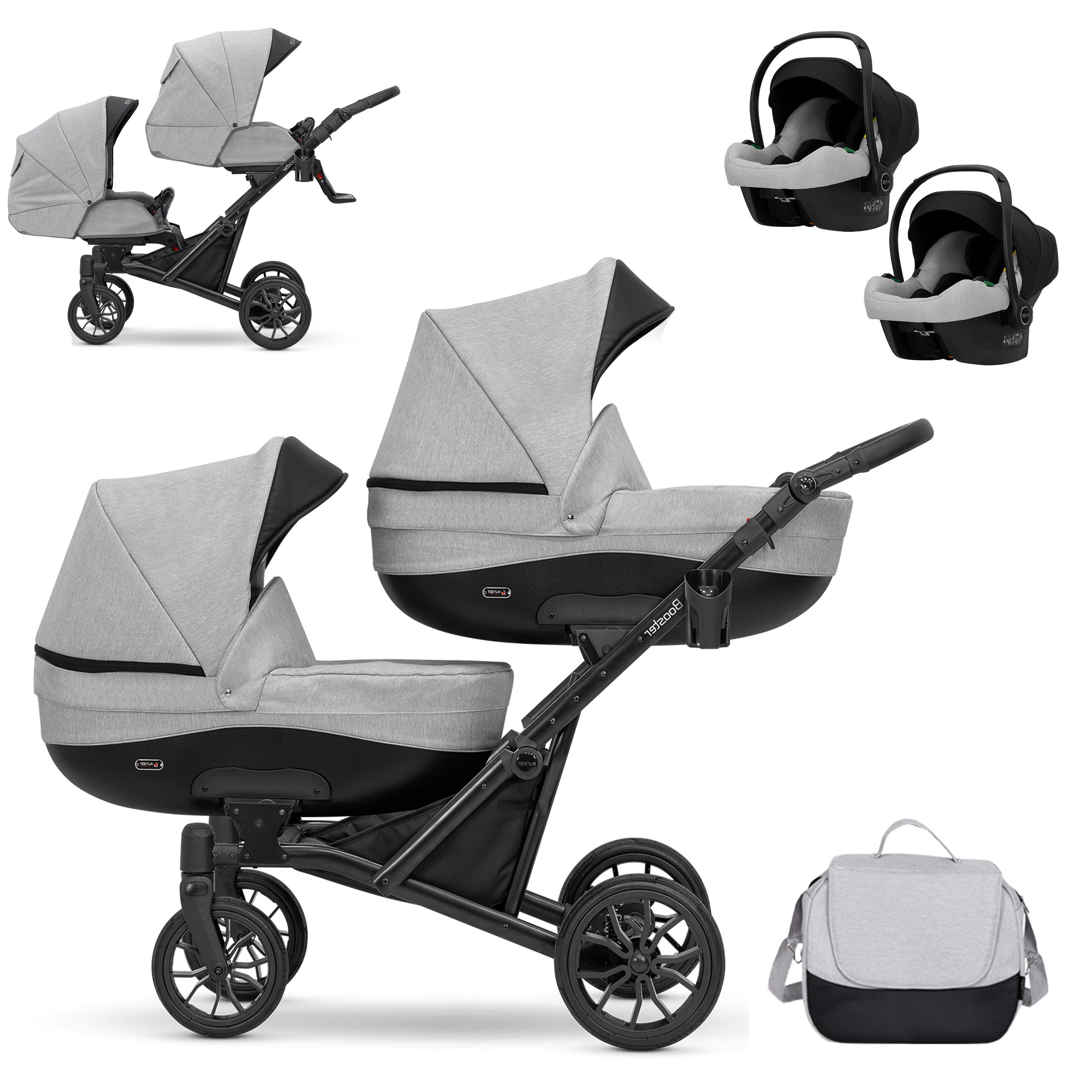 babies-on-wheels Zwillings-Kombikinderwagen Twin-Go 4 in 1