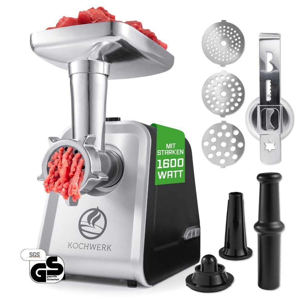 KOCHWERK Fleischwolf 4in1 silber/schwarz 2000g Fleisch/Min.,