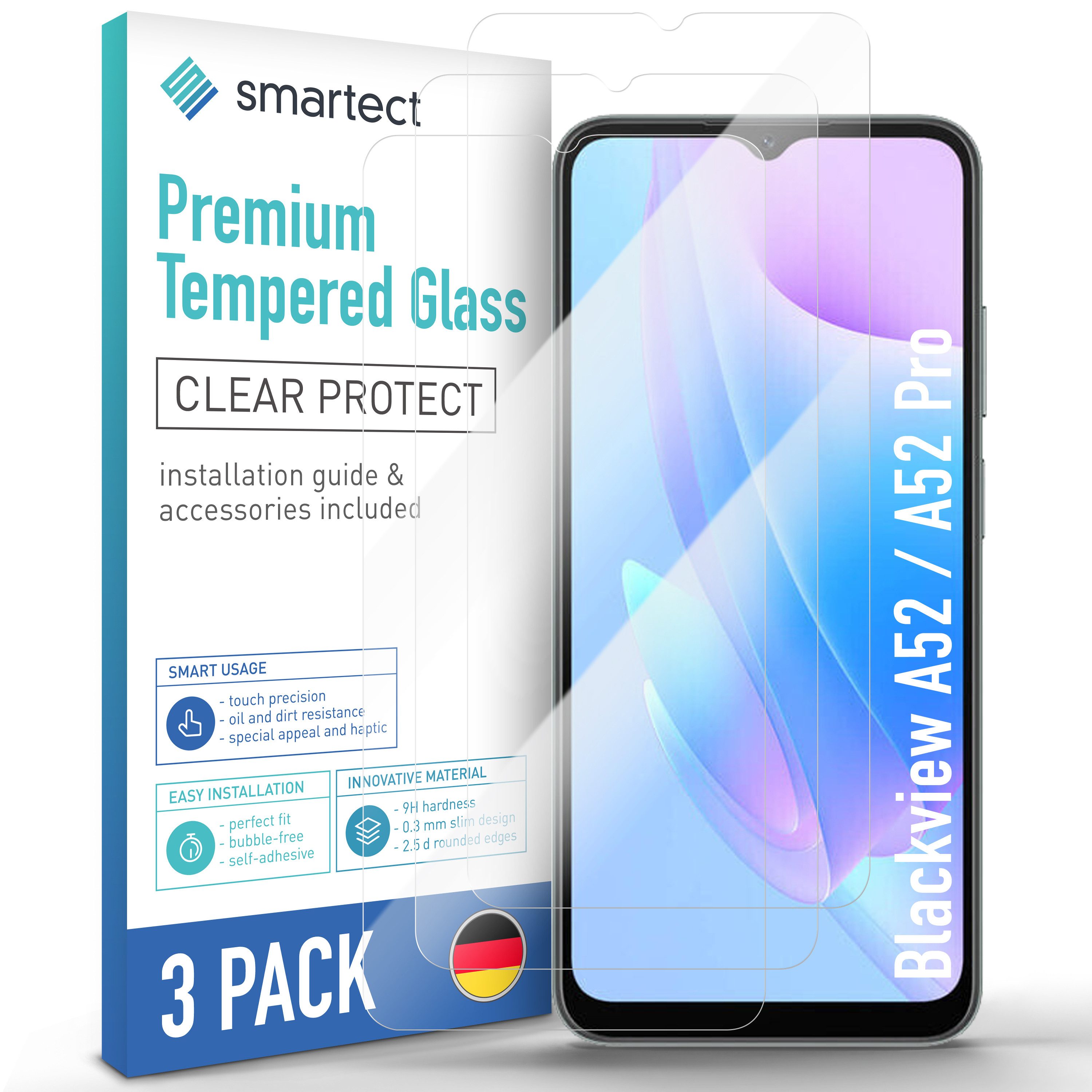 smartect Displayschutzglas Schutzglas Klar für Blackview