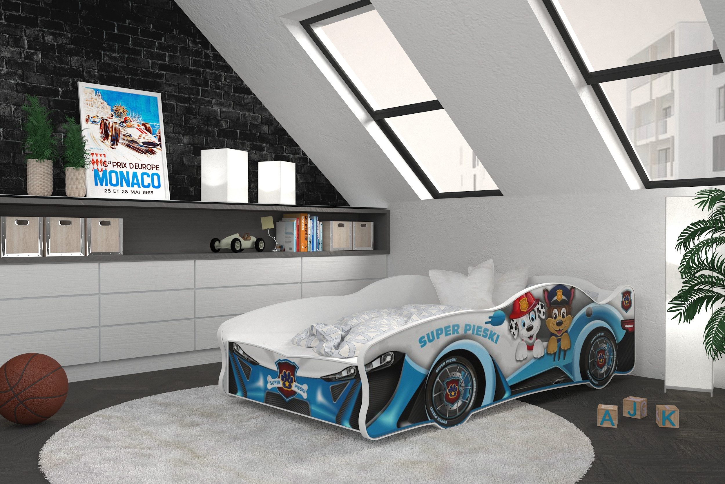 AJKmeble Autobett Kinderbett Jugendbett 80x160cm Gamerbett