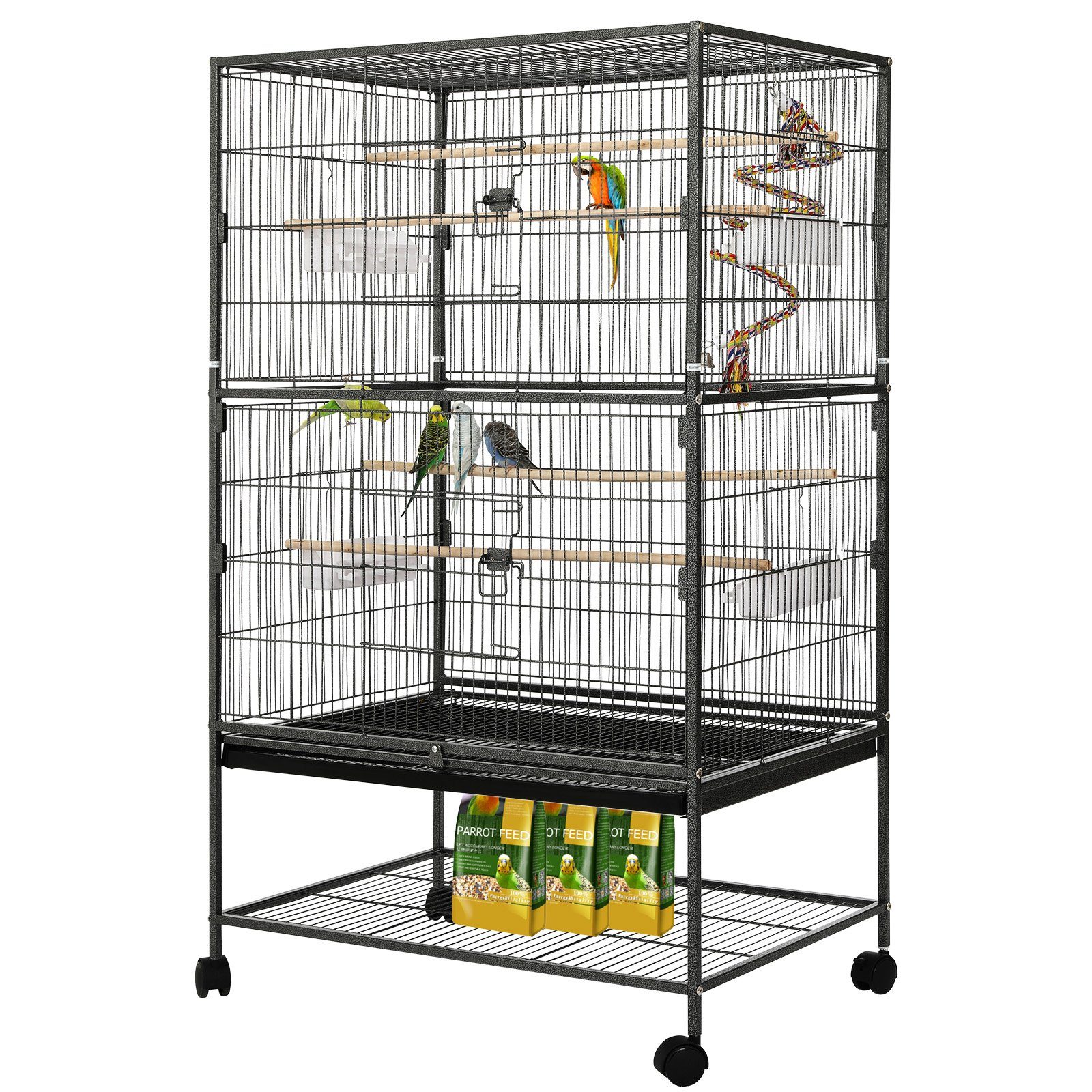 TLGREEN Vogelkäfig groß, Vogelvoliere 132cm, Metall