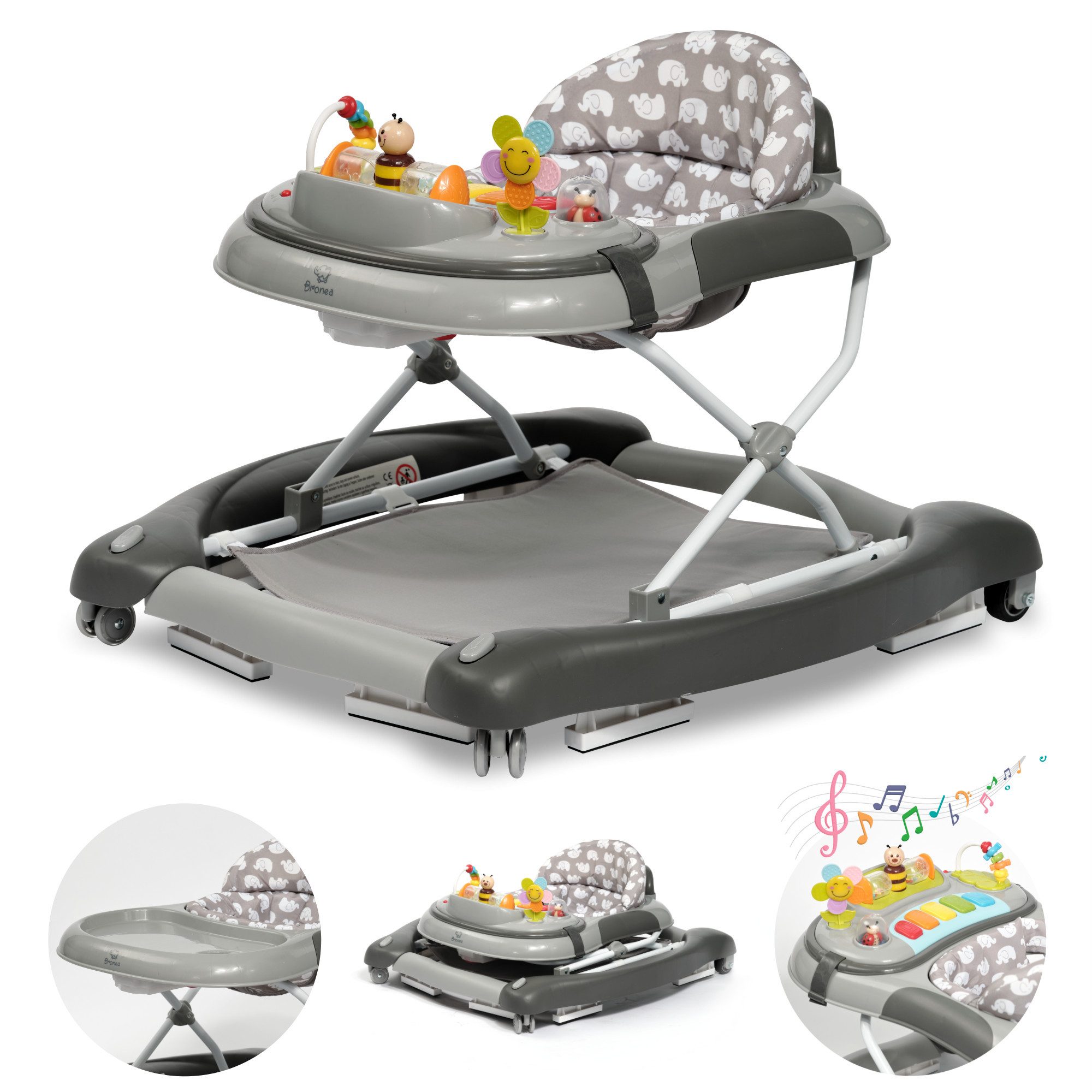 Bronea Lauflernhilfe 4-in-1 Lauflernwagen Gehfrei Baby