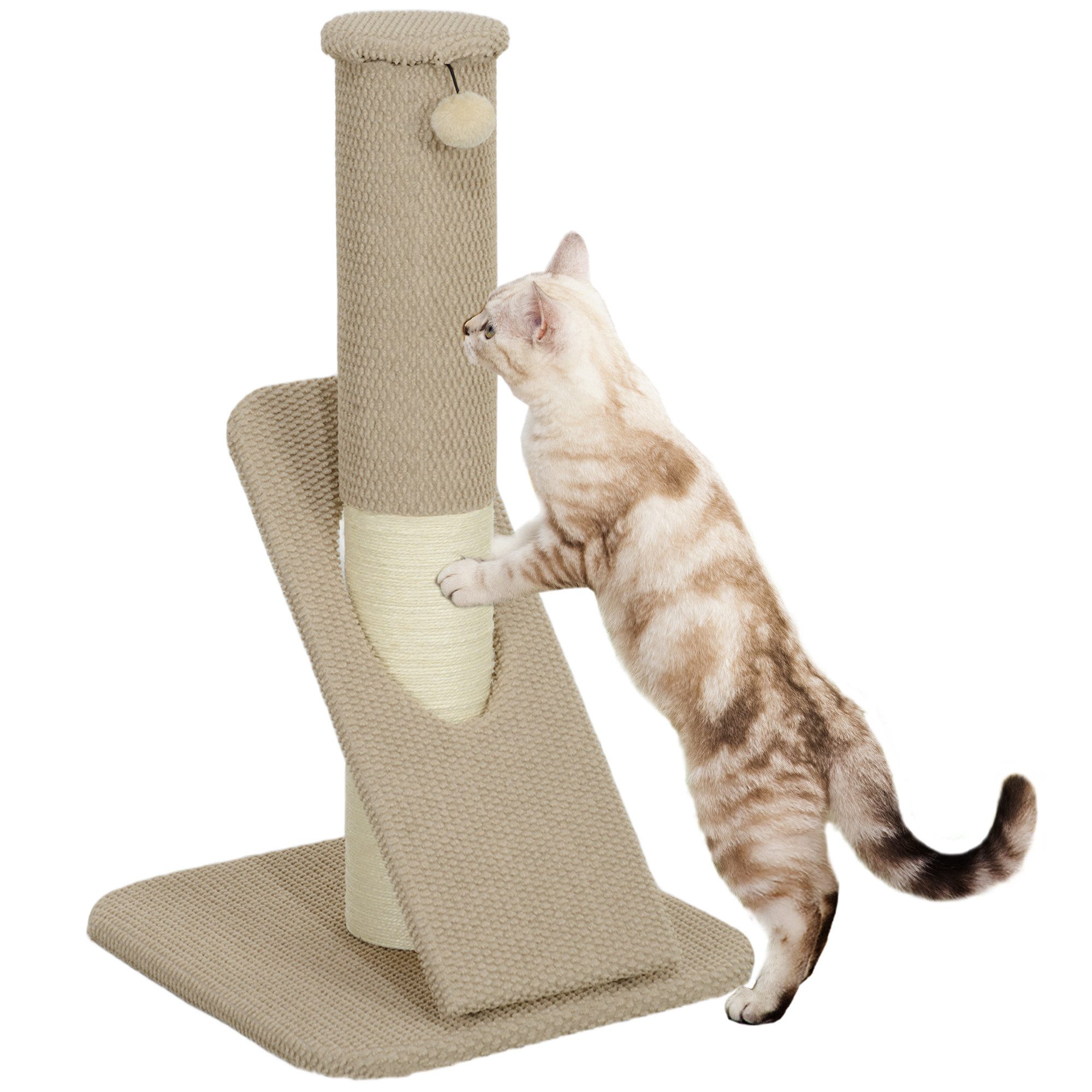 PawHut Kratzbaum 84cm, Sisal-Katzenkratzbaum mit Spielball,