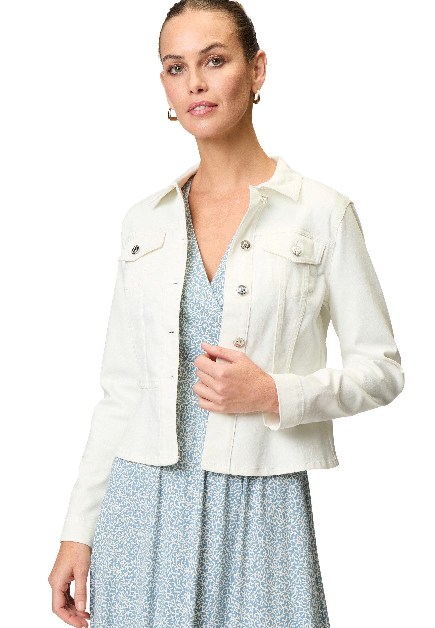 Zero Jackenblazer zero Jeansjacke weiß mit