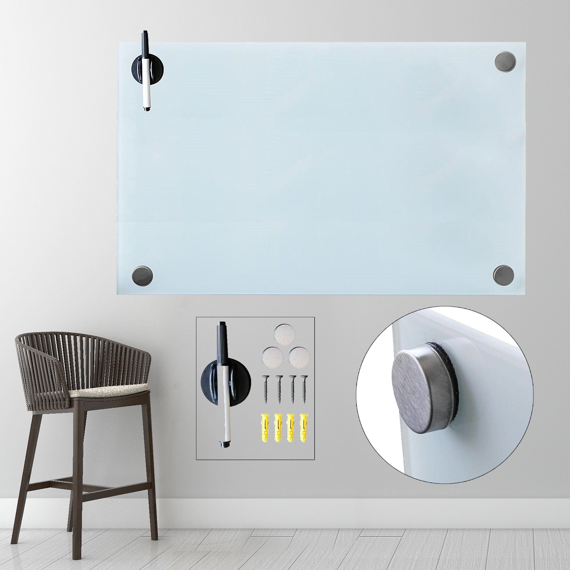 Melko Magnettafel Memoboard Weiß Glasmagnettafel Magnetboard