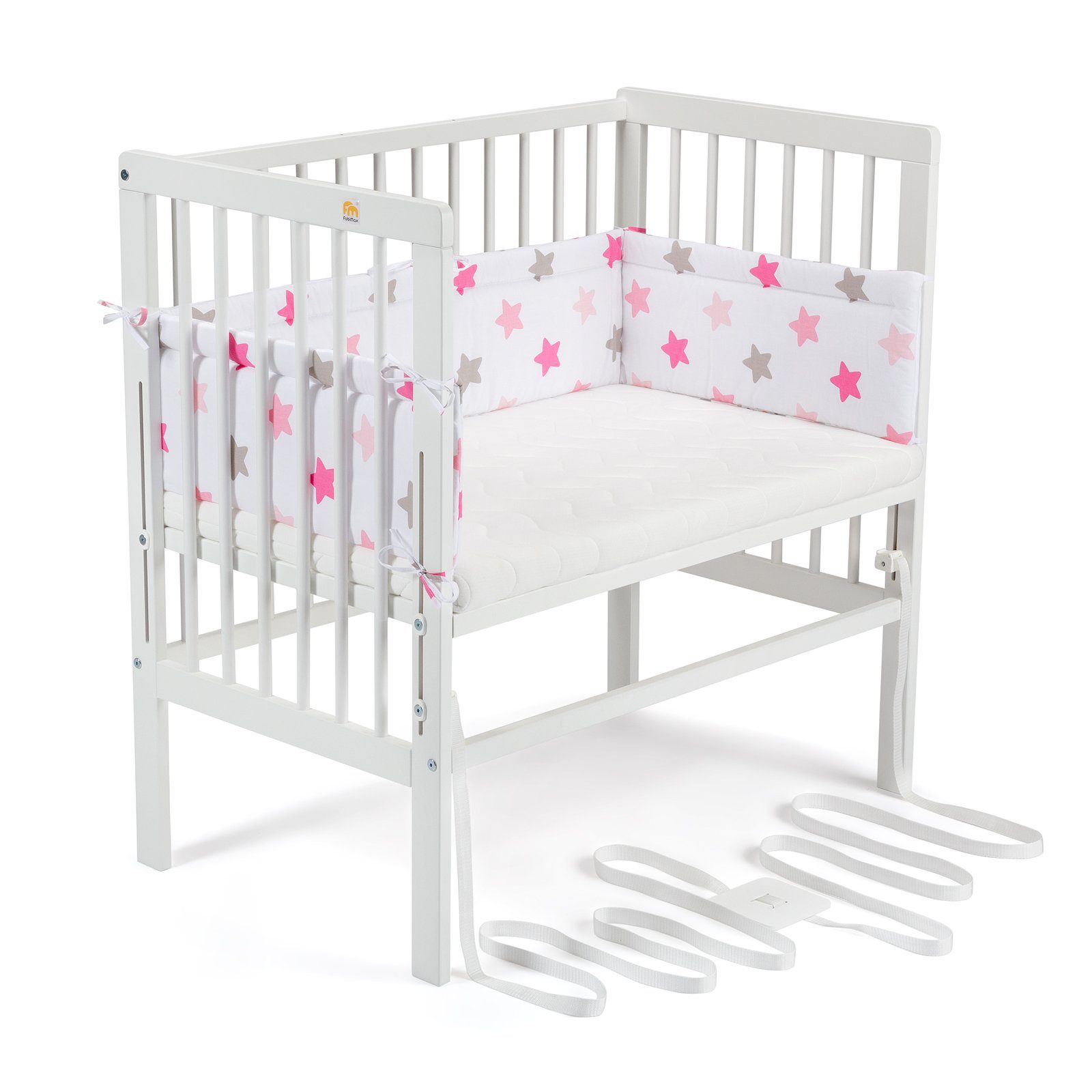 FabiMax Beistellbett Babybett Boxspring weiß lackiert,