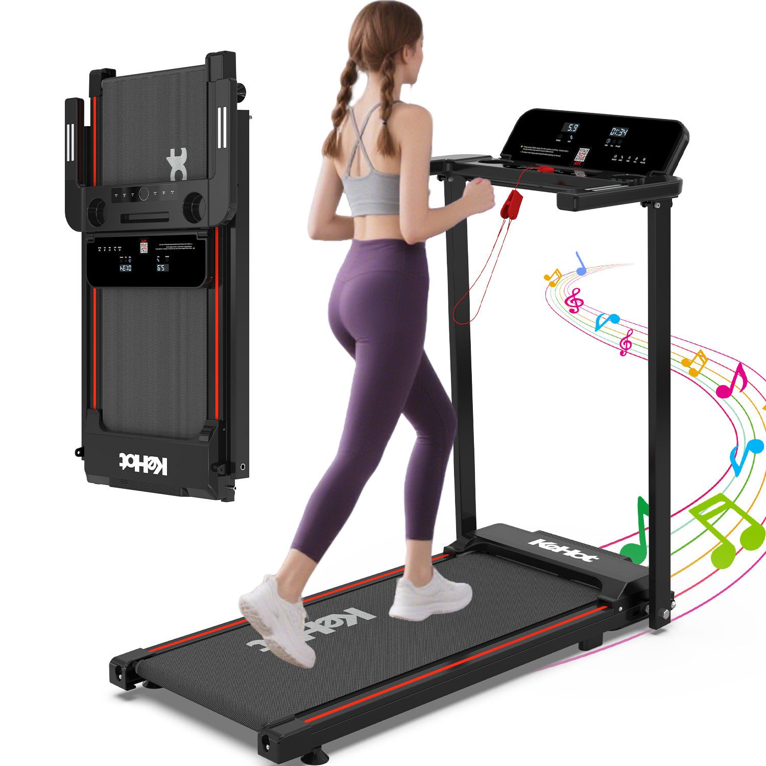 kehot Laufband Elektrisches Laufband mit Bluetooth-Musik,