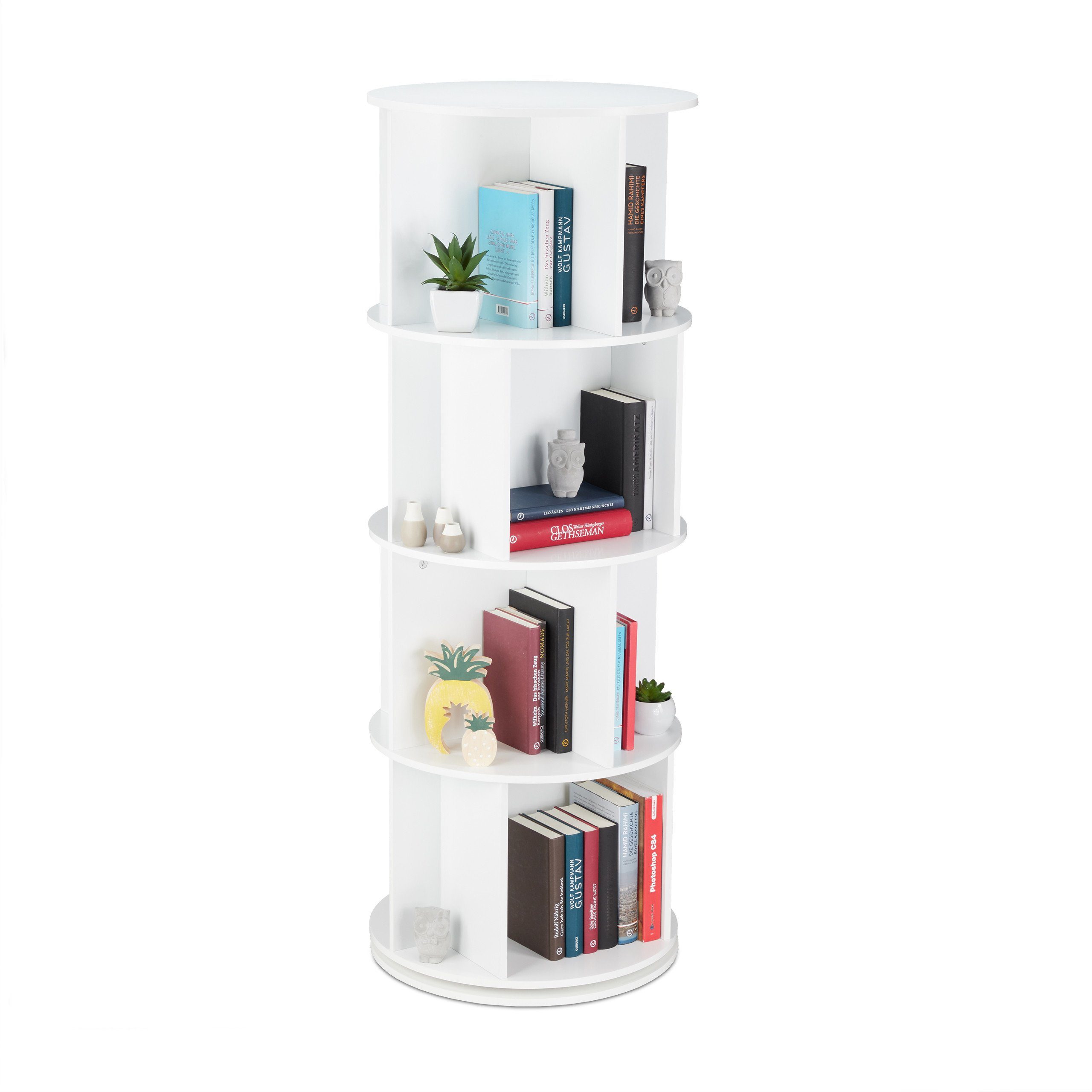relaxdays Bücherregal Drehbares Bücherregal mit 12