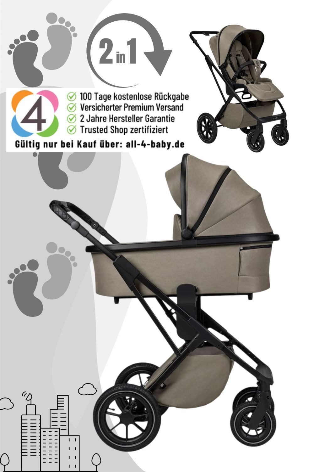 Moon Kombi-Kinderwagen PIÙ Kinderwagen / Kombikinderwagen