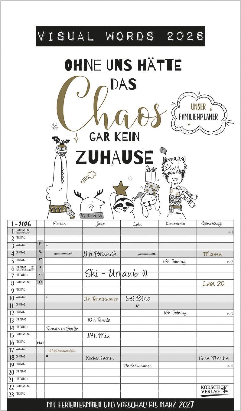 Korsch Verlag Familienkalender Korsch Kalender Visual