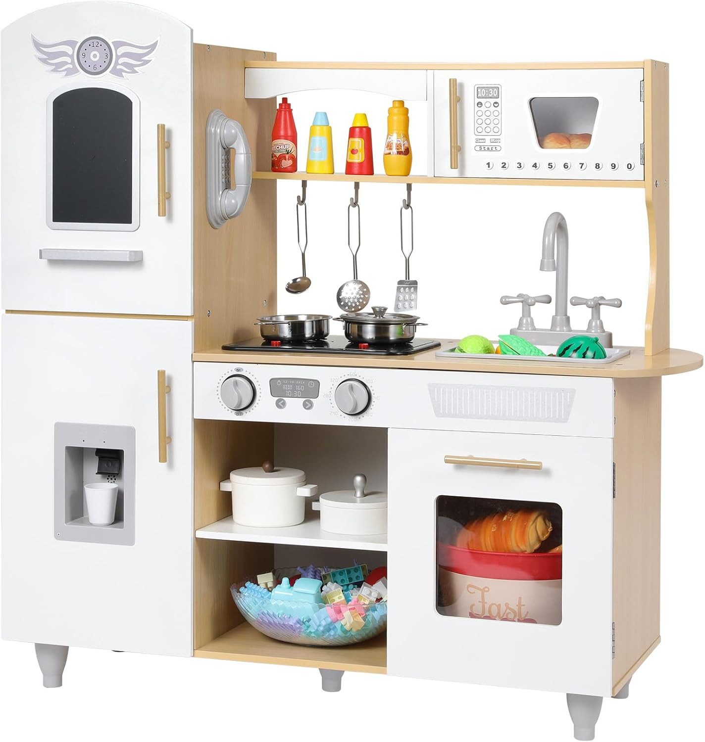 TLGREEN Spielküche Küchenset XXL, Kinderküche 79x82x30