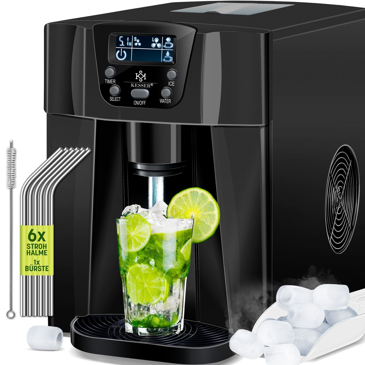 KESSER Eiswürfelmaschine, Eiswürfelbereiter Eiswürfelmaschine Edelstahl 100W