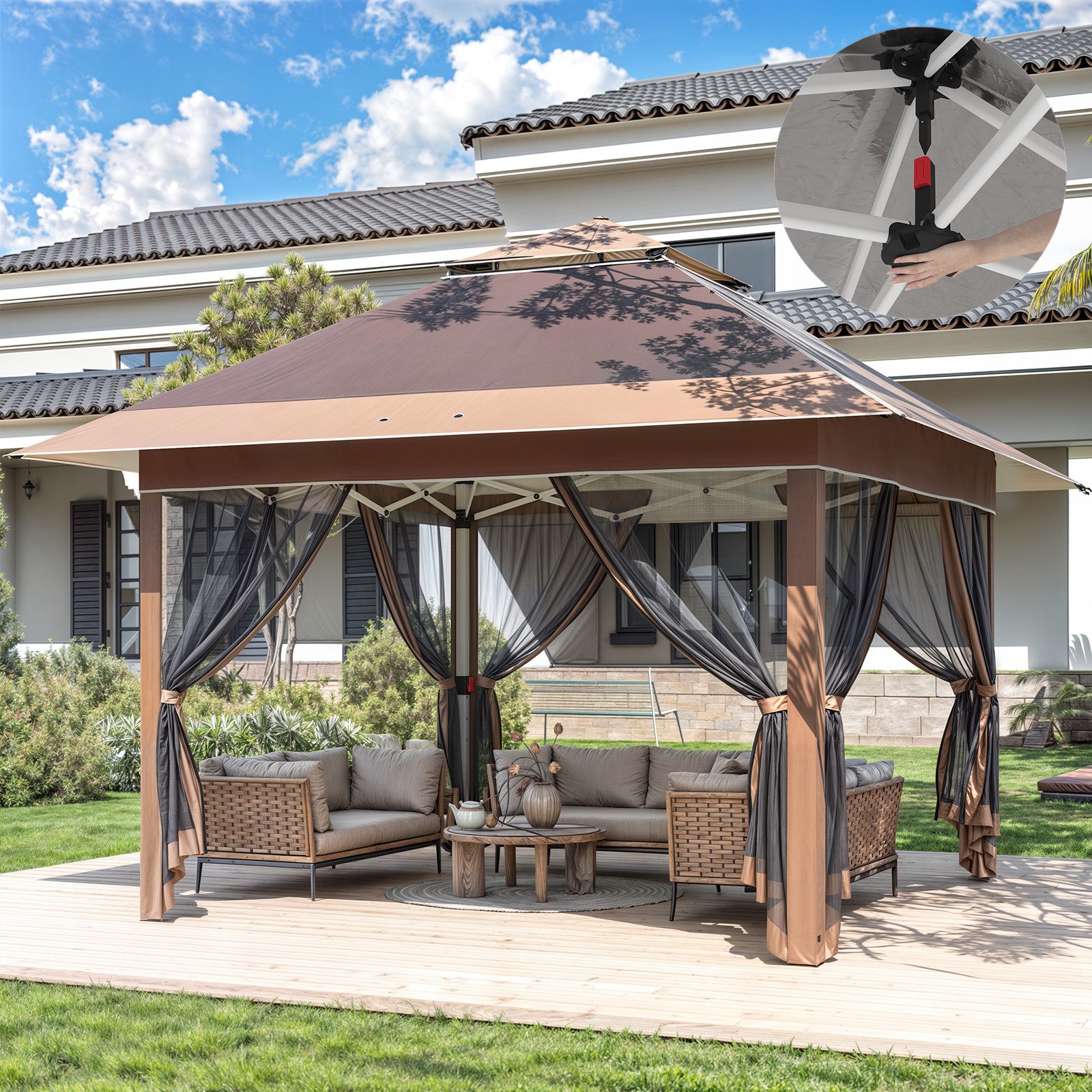 HOMALL Pavillon Gartenpavillon, faltbarer Pop-up-Pavillon mit